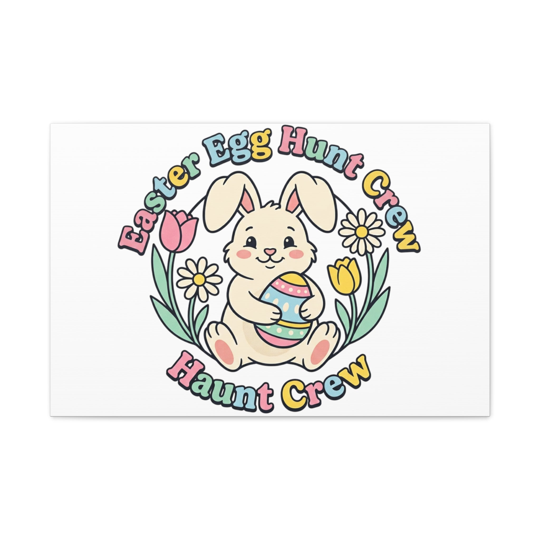 Easter Bunny Egg Hunt Canvas | Pastel Spring Cottagecore Wall Art