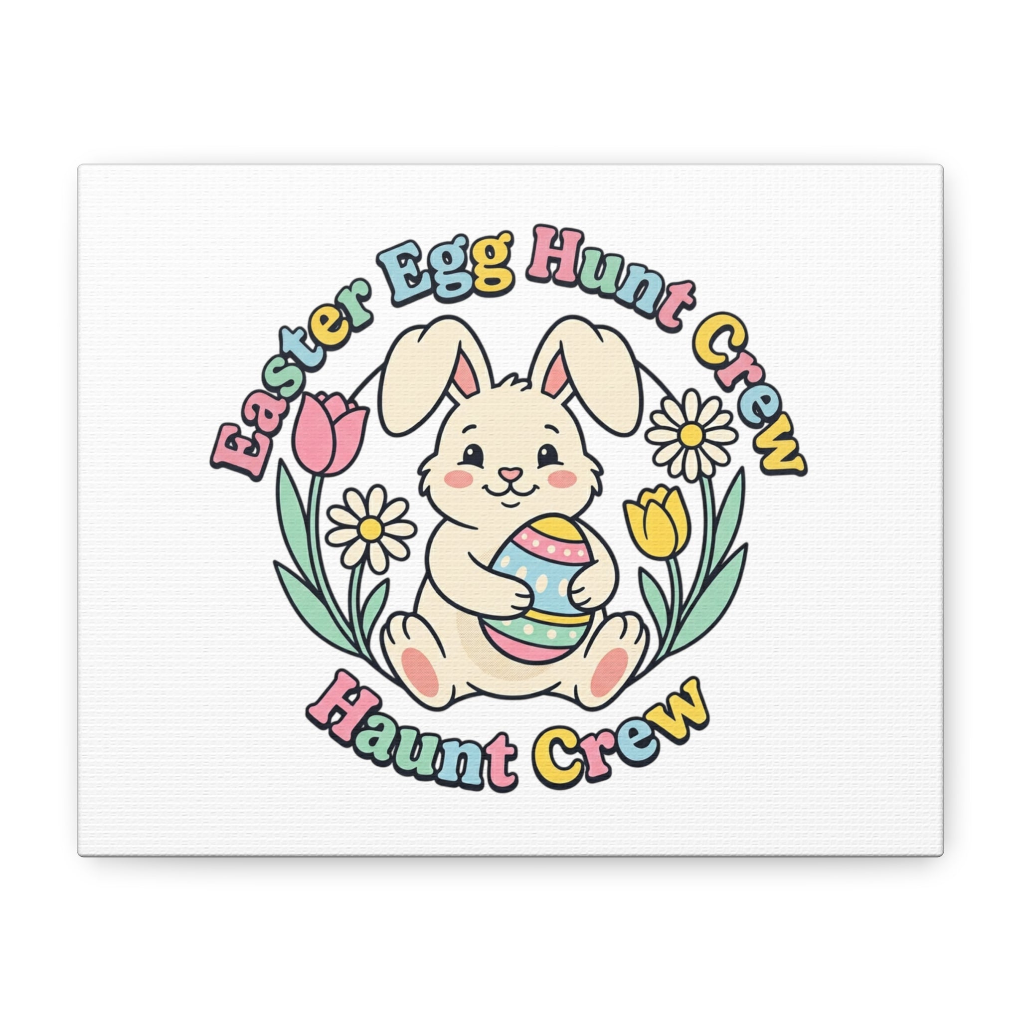 Easter Bunny Egg Hunt Canvas | Pastel Spring Cottagecore Wall Art