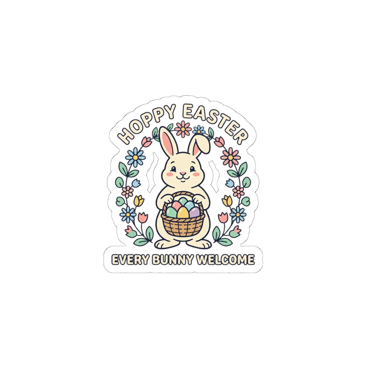 Hoppy Easter Bunny Sticker | pastel spring, cottagecore