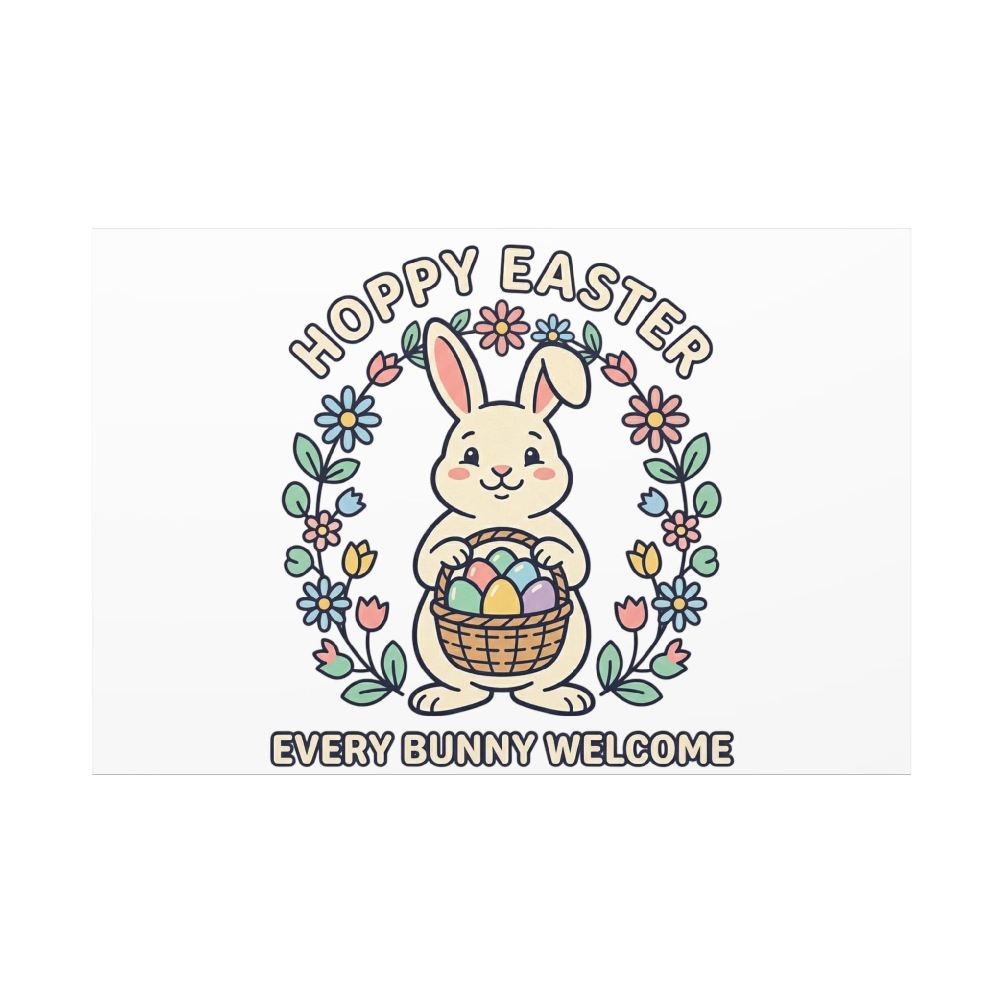 Hoppy Easter Bunny Canvas | pastel spring, cottagecore