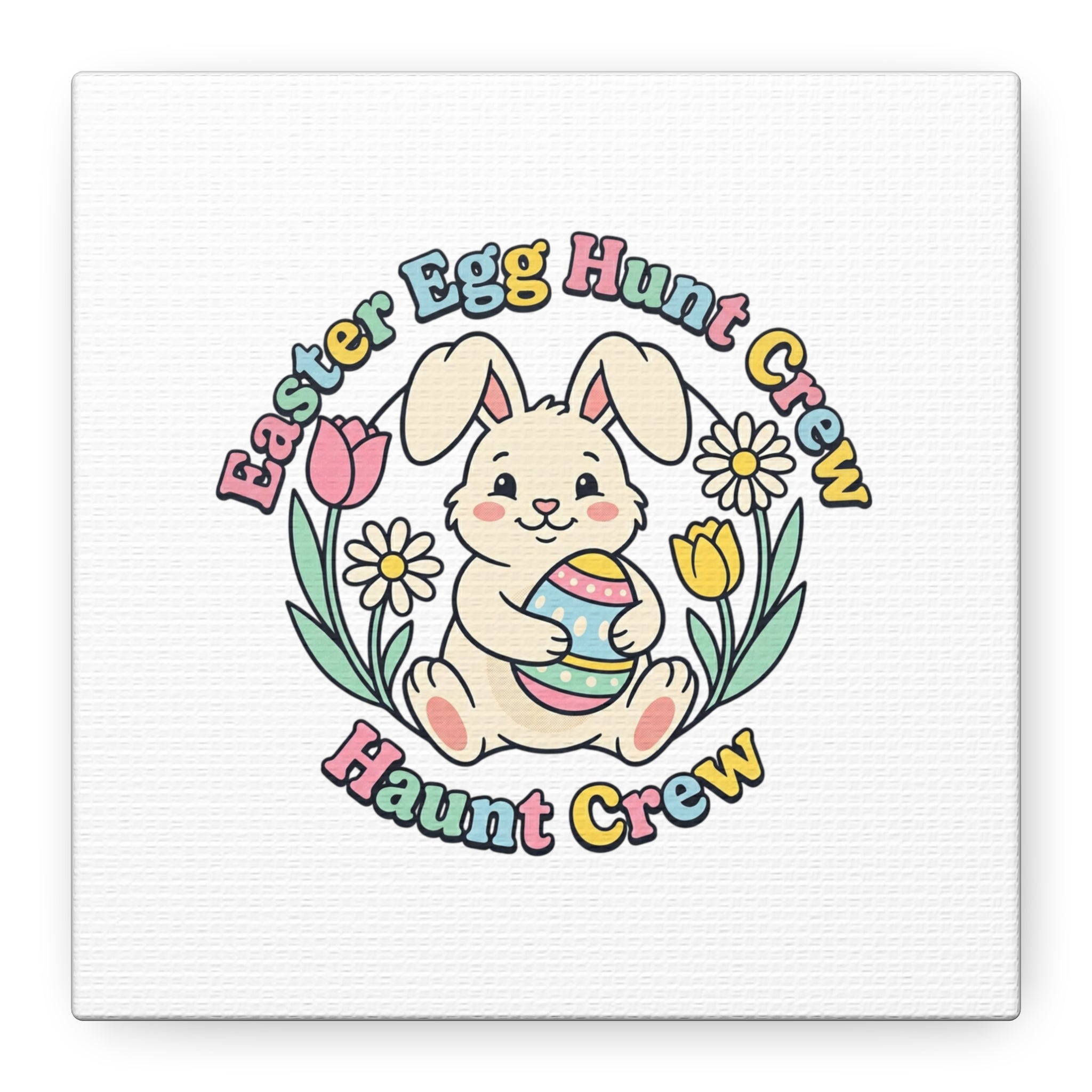 Easter Bunny Egg Hunt Canvas | Pastel Spring Cottagecore Wall Art
