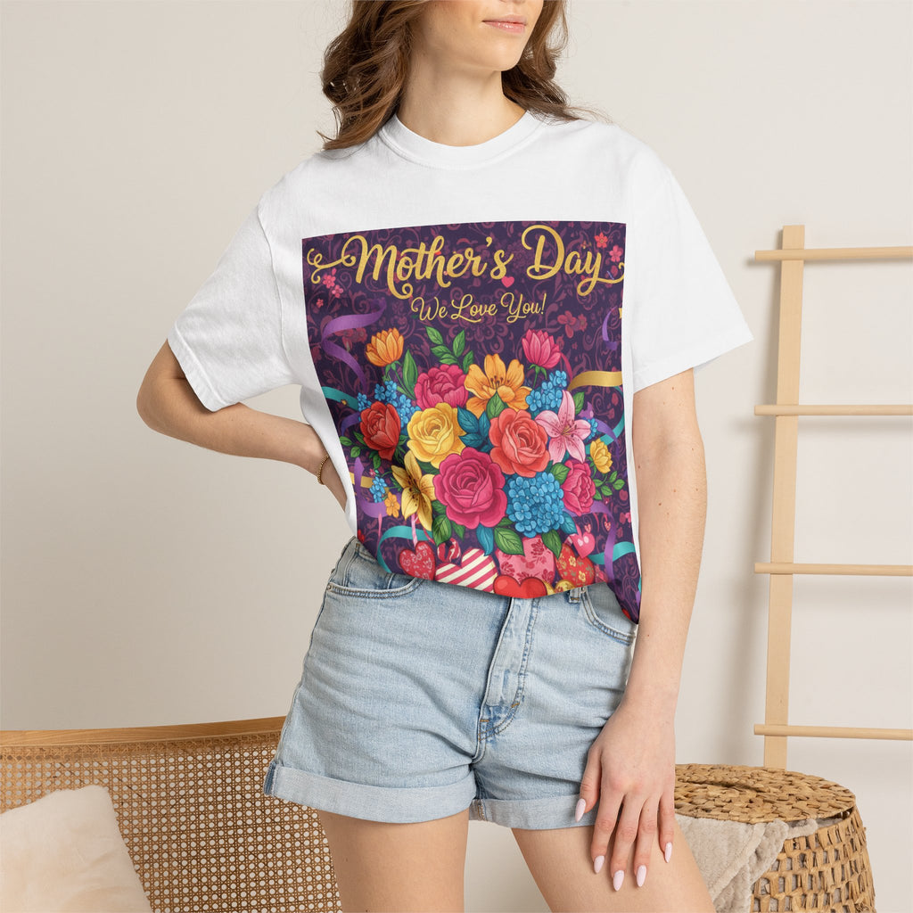 Mother's Day Floral T-Shirt - "Mother's Day We Love You" Bouquet Design