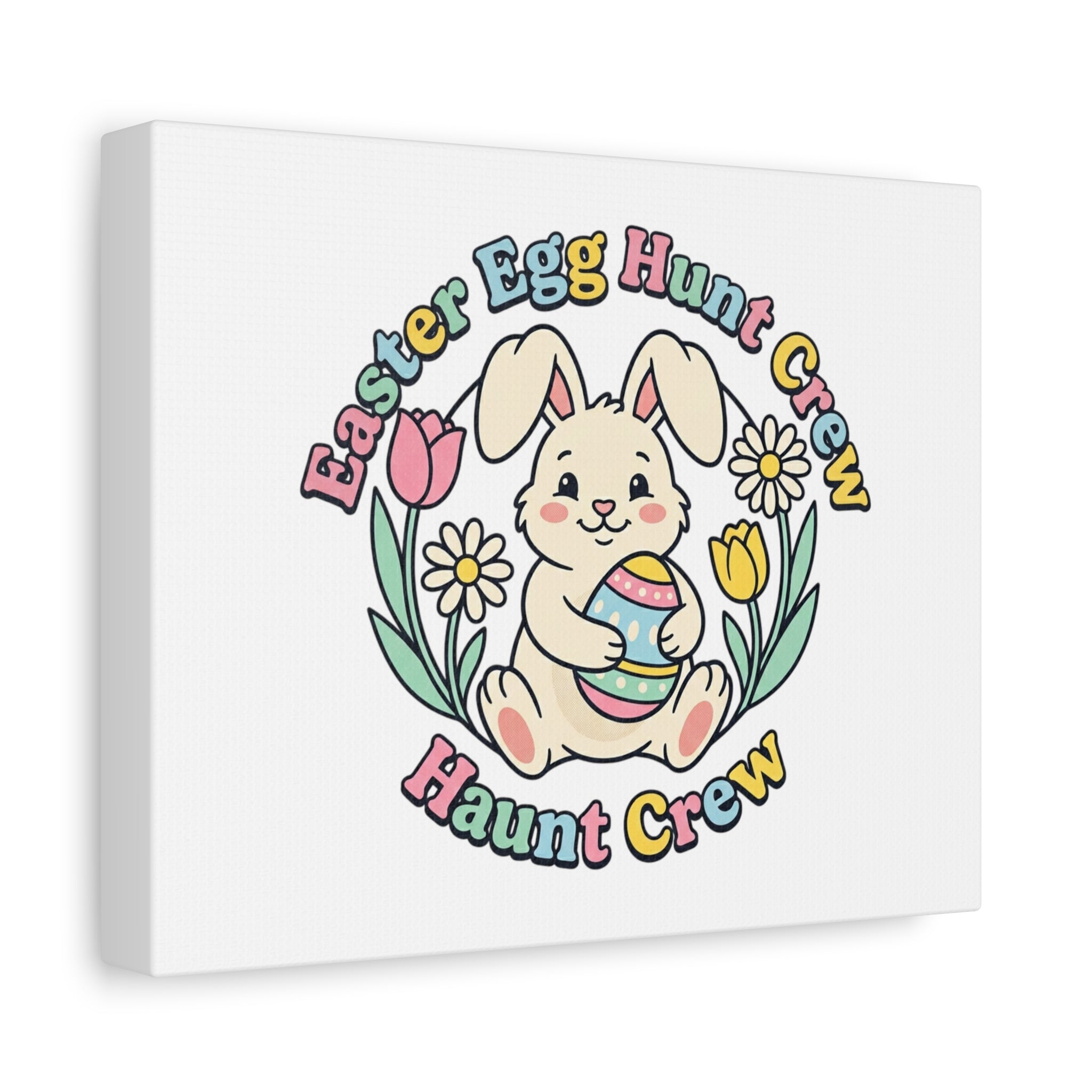 Easter Bunny Egg Hunt Canvas | Pastel Spring Cottagecore Wall Art
