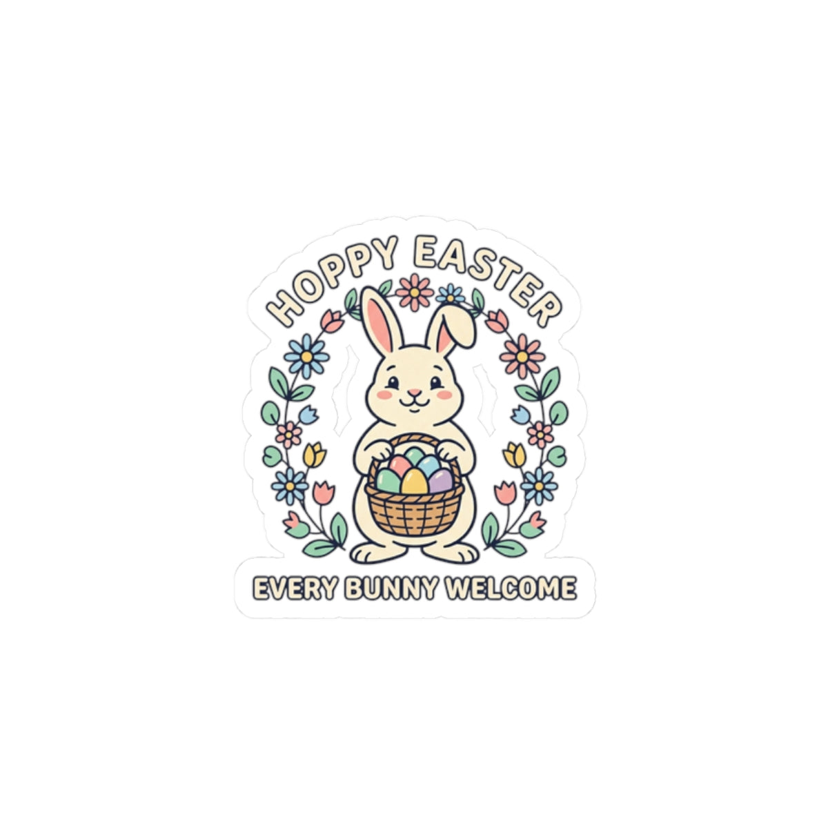 Hoppy Easter Bunny Sticker | pastel spring, cottagecore