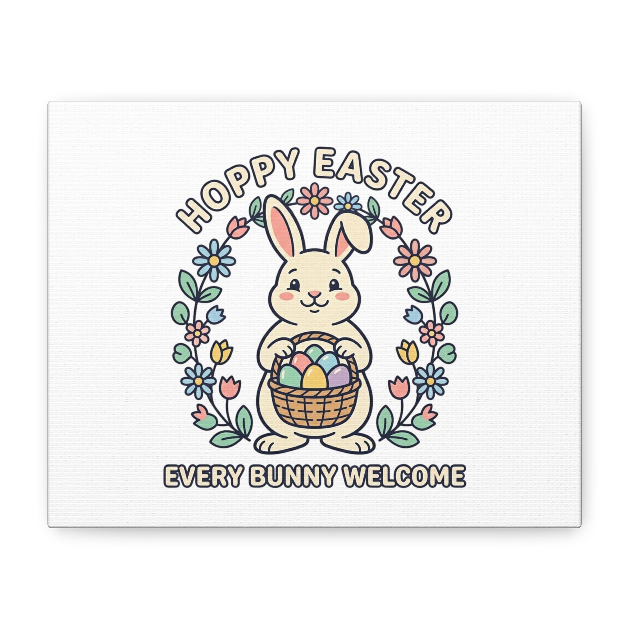 Hoppy Easter Bunny Canvas | pastel spring, cottagecore