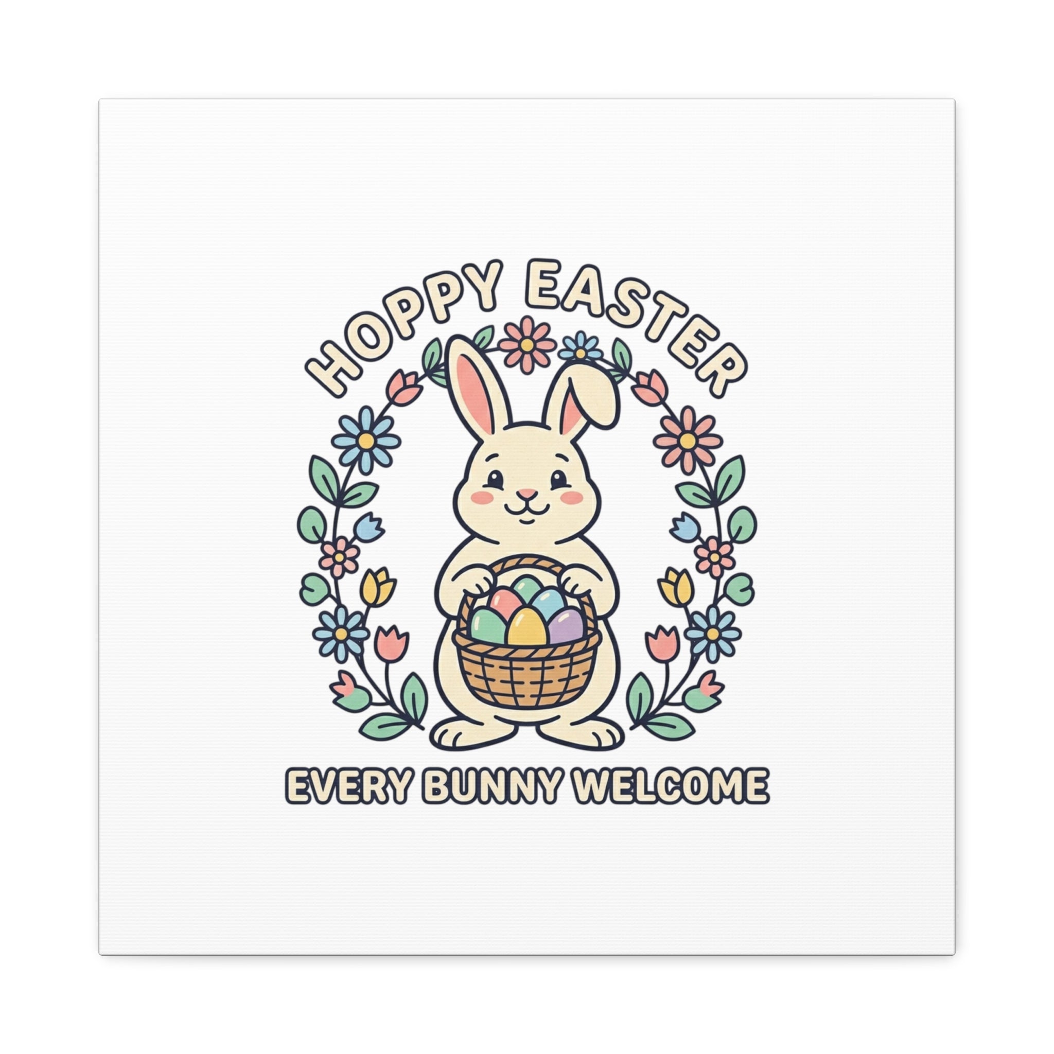 Hoppy Easter Bunny Canvas | pastel spring, cottagecore