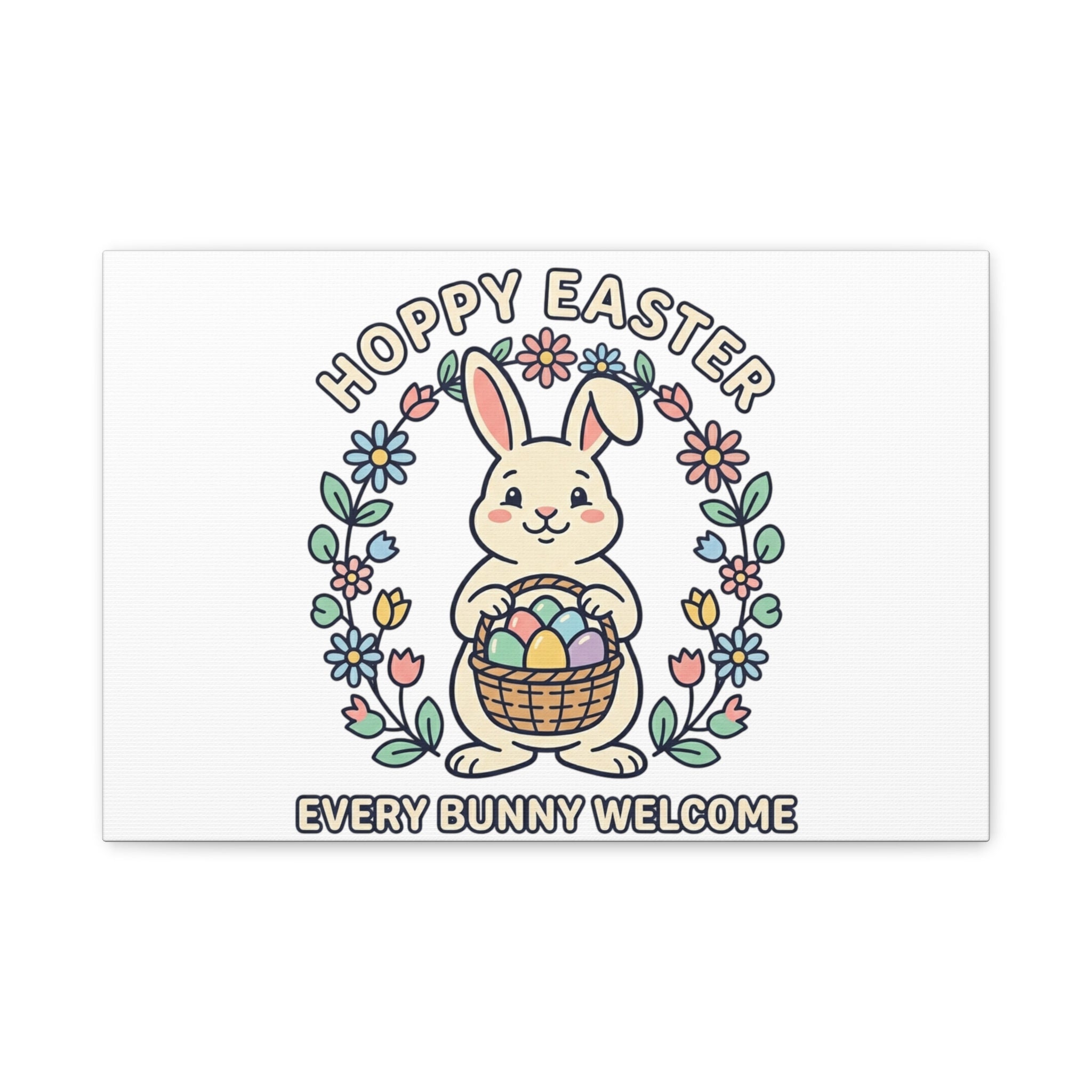 Hoppy Easter Bunny Canvas | pastel spring, cottagecore