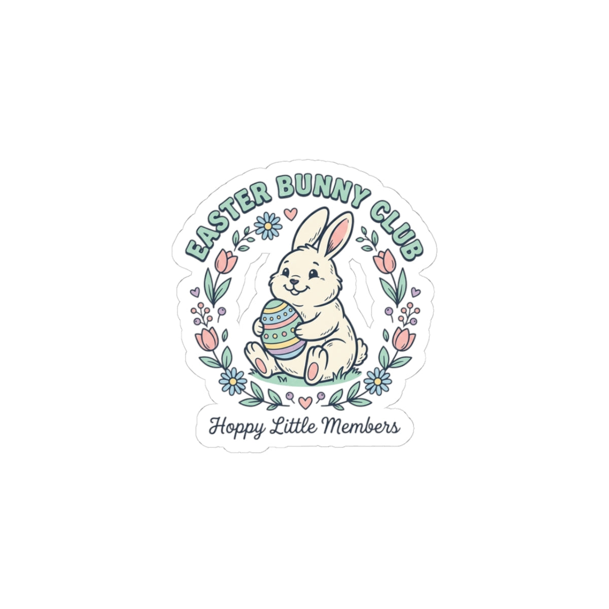 Easter Bunny Club Kiss-Cut Stickers | pastel spring, vintage Easter, cottagecore
