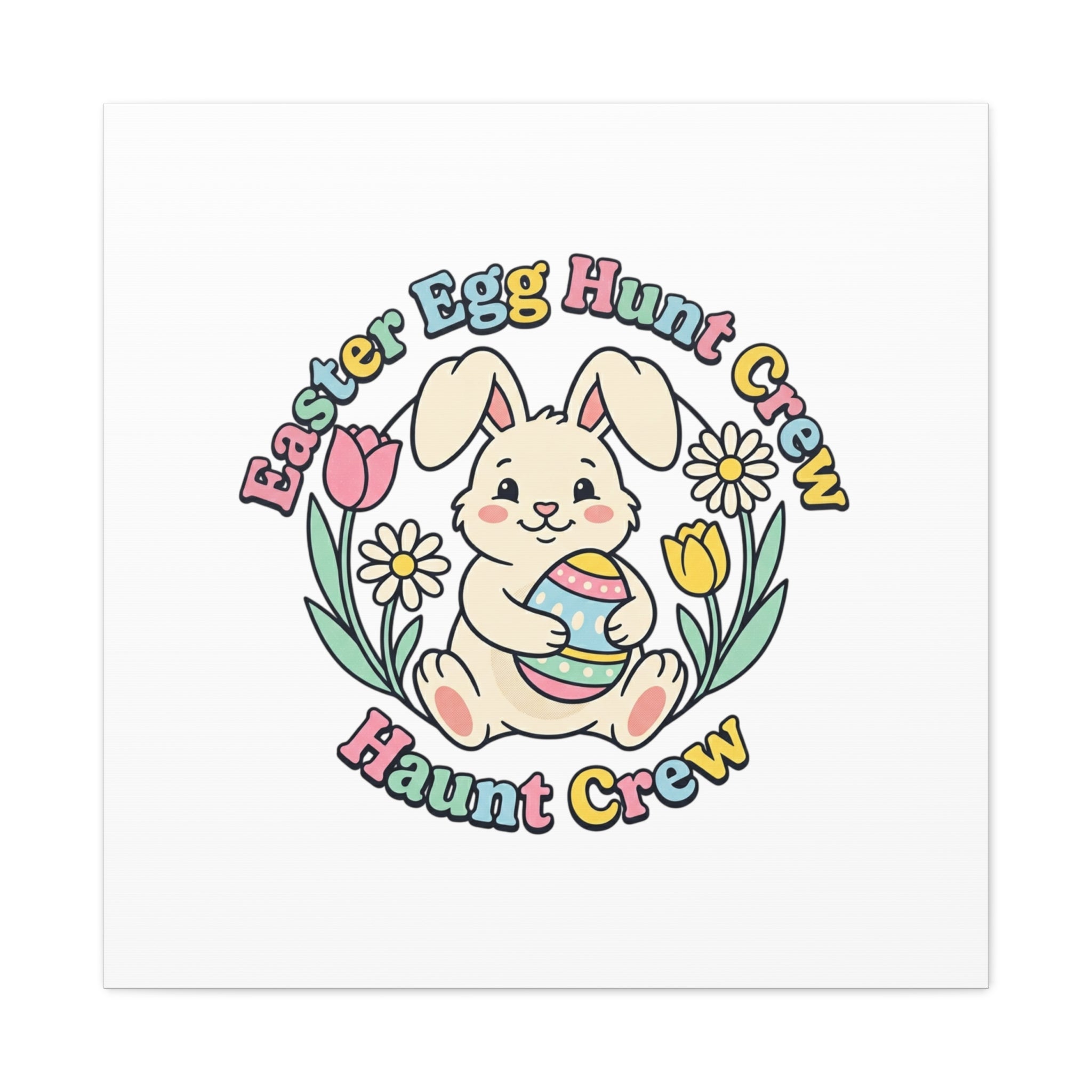 Easter Bunny Egg Hunt Canvas | Pastel Spring Cottagecore Wall Art