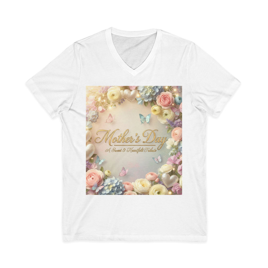 Mother's Day Floral V-Neck Tee — "A Mom is a Thoughtful Friend"