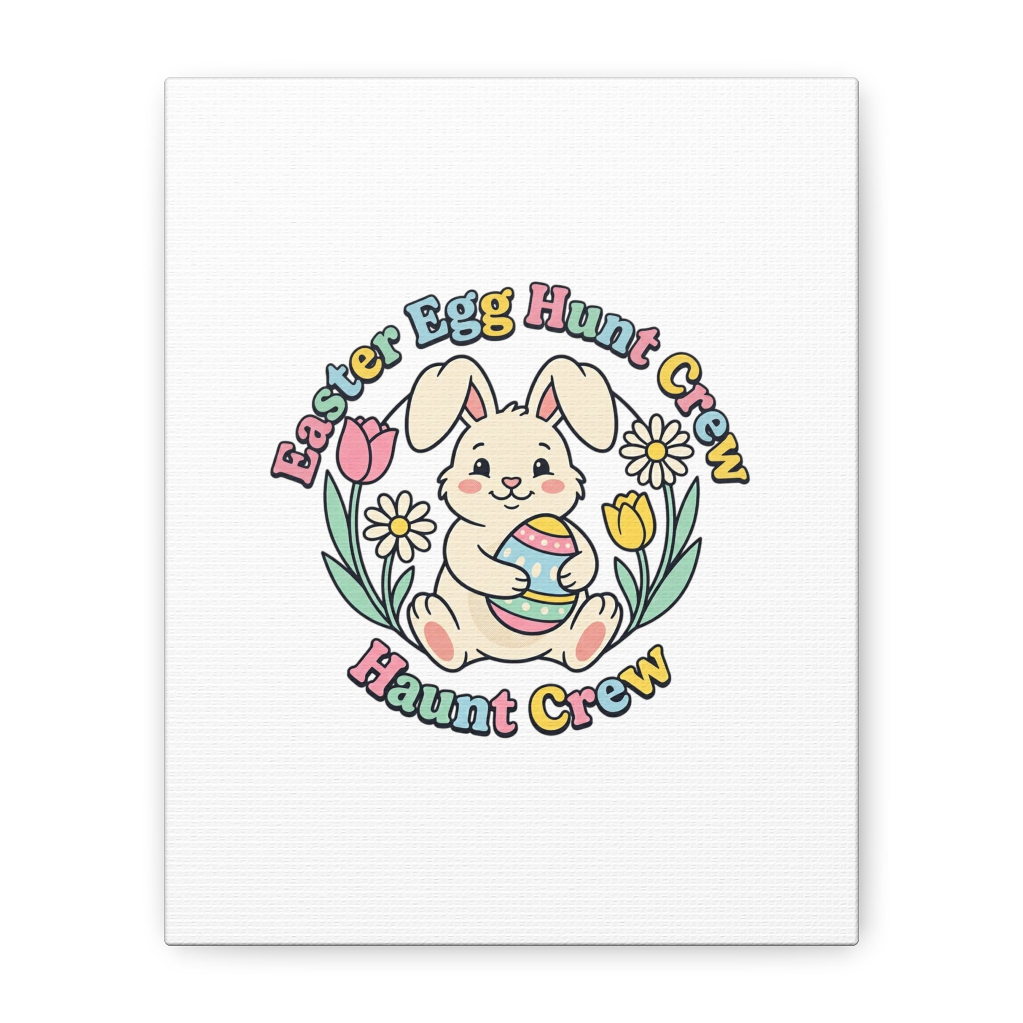 Easter Bunny Egg Hunt Canvas | Pastel Spring Cottagecore Wall Art