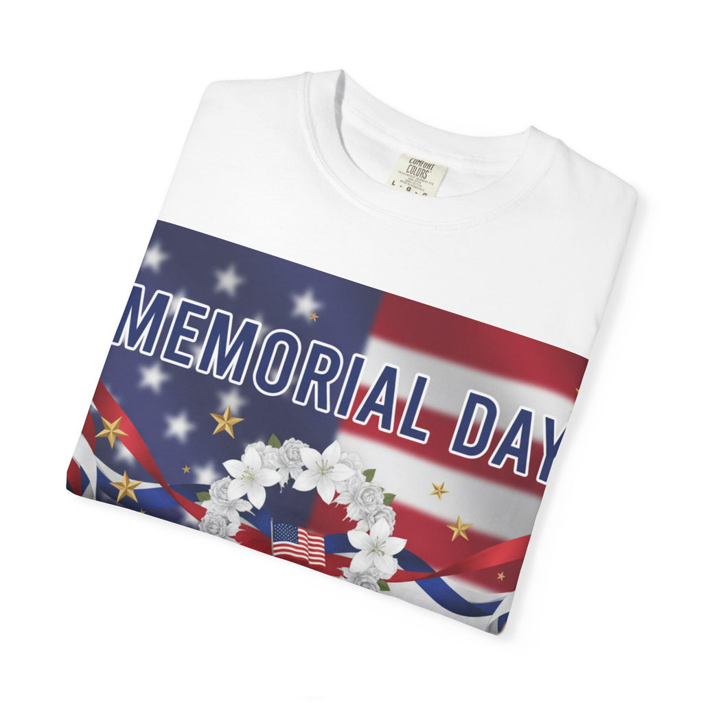 Memorial Day Flag T-Shirt – Patriotic Wreath & Ribbon Tribute
