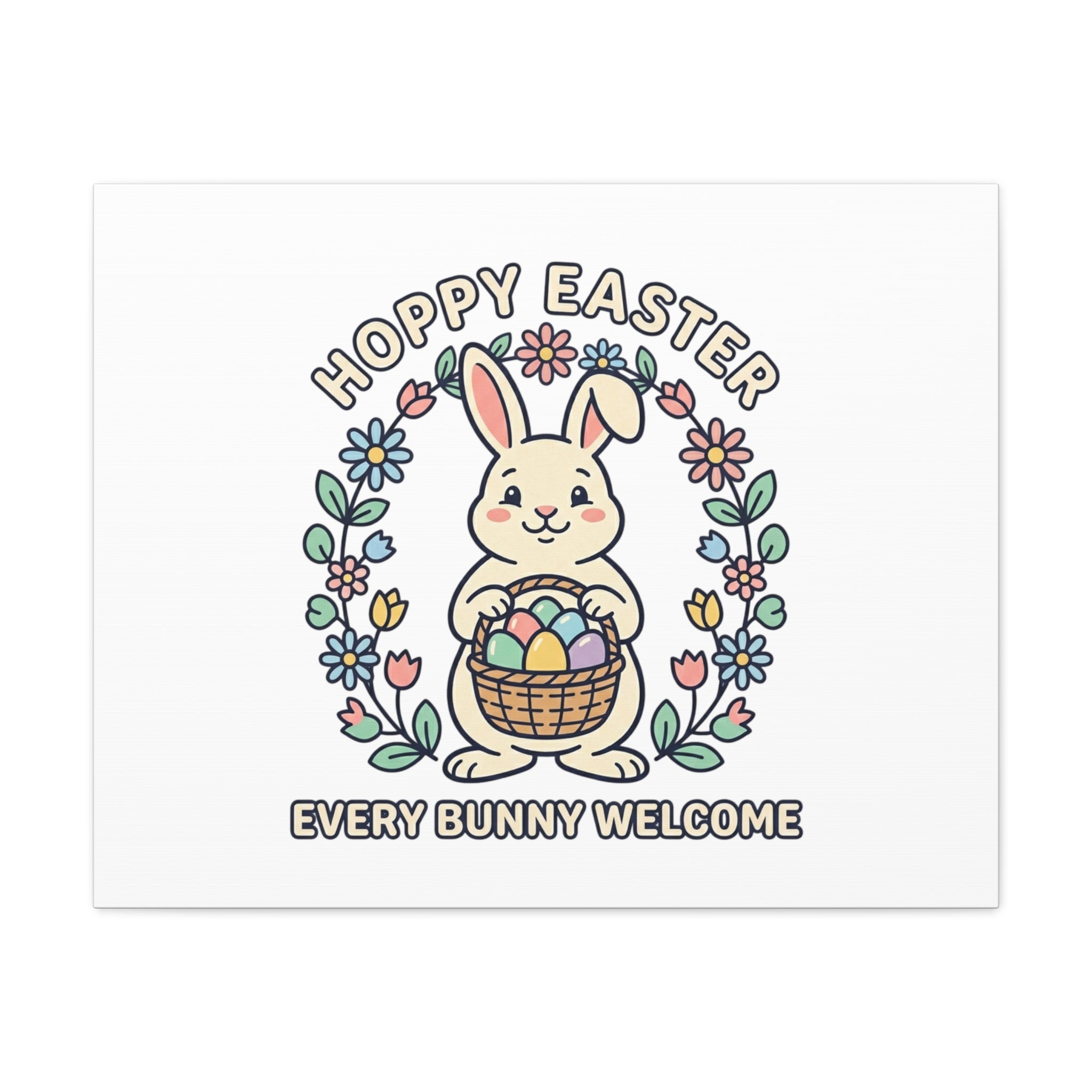 Hoppy Easter Bunny Canvas | pastel spring, cottagecore
