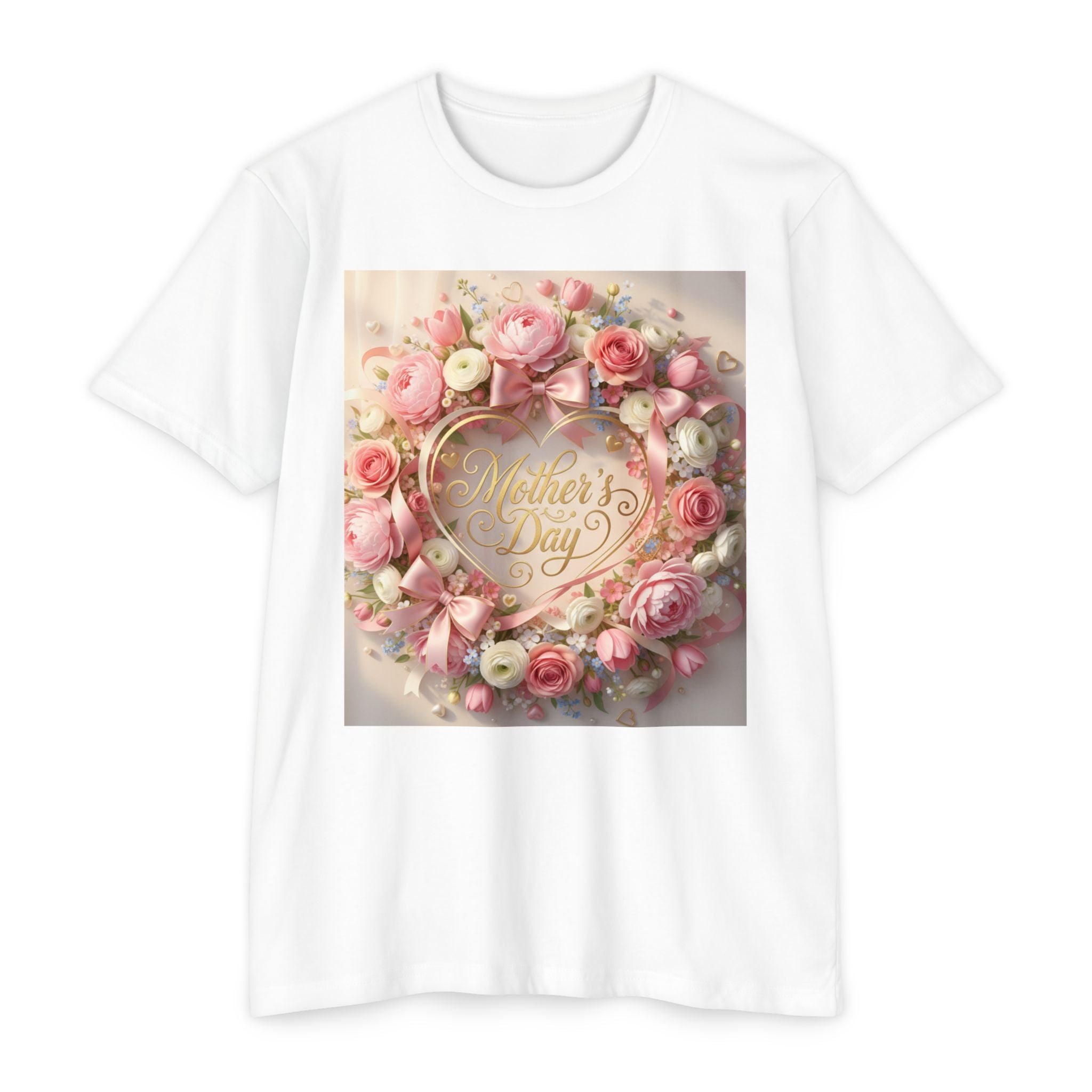 Mother's Day Floral T-Shirt — 'Mother's Day' Pink Rose Wreath Tee