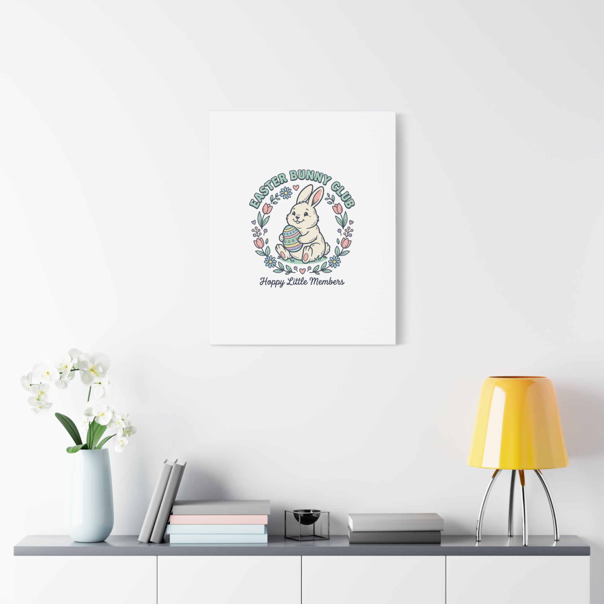 Easter Bunny Club Canvas | pastel spring, vintage Easter