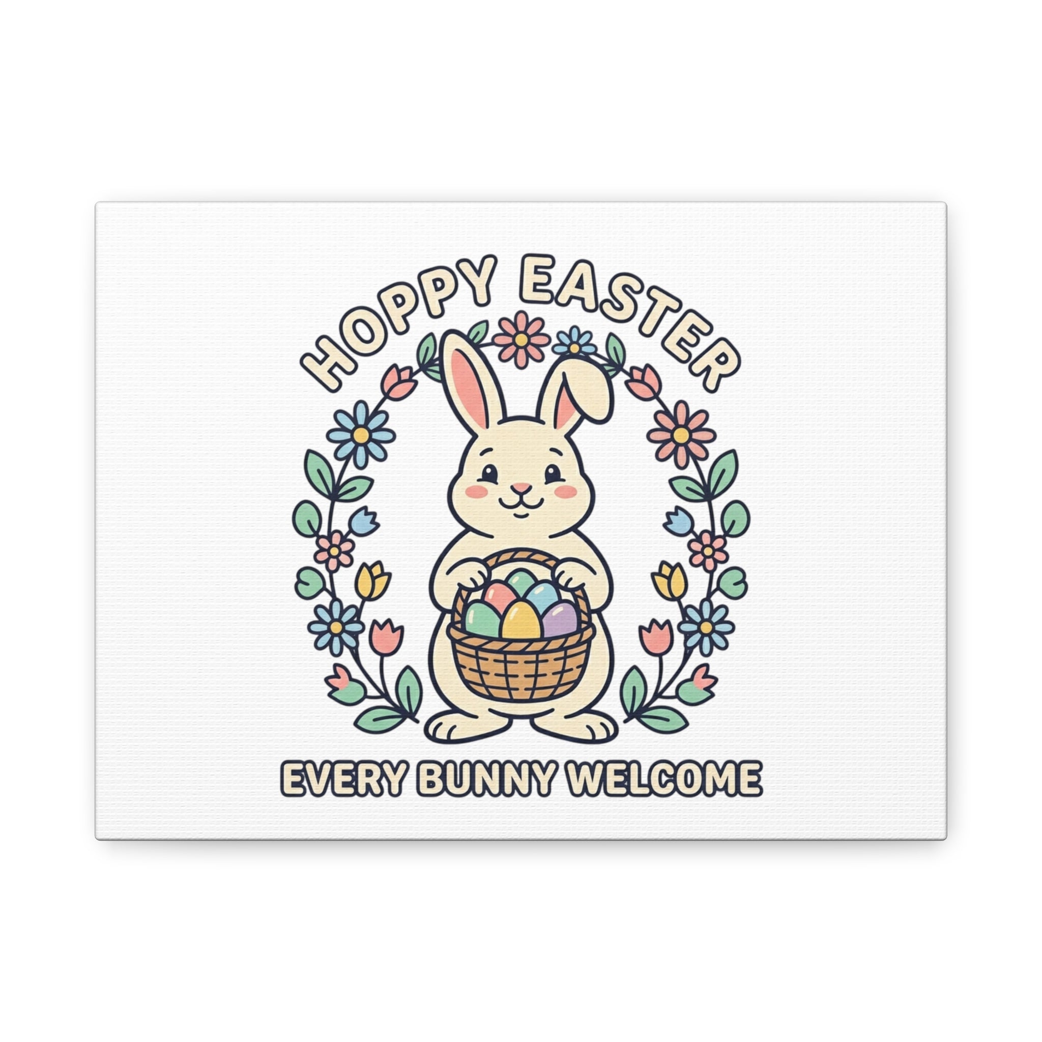 Hoppy Easter Bunny Canvas | pastel spring, cottagecore