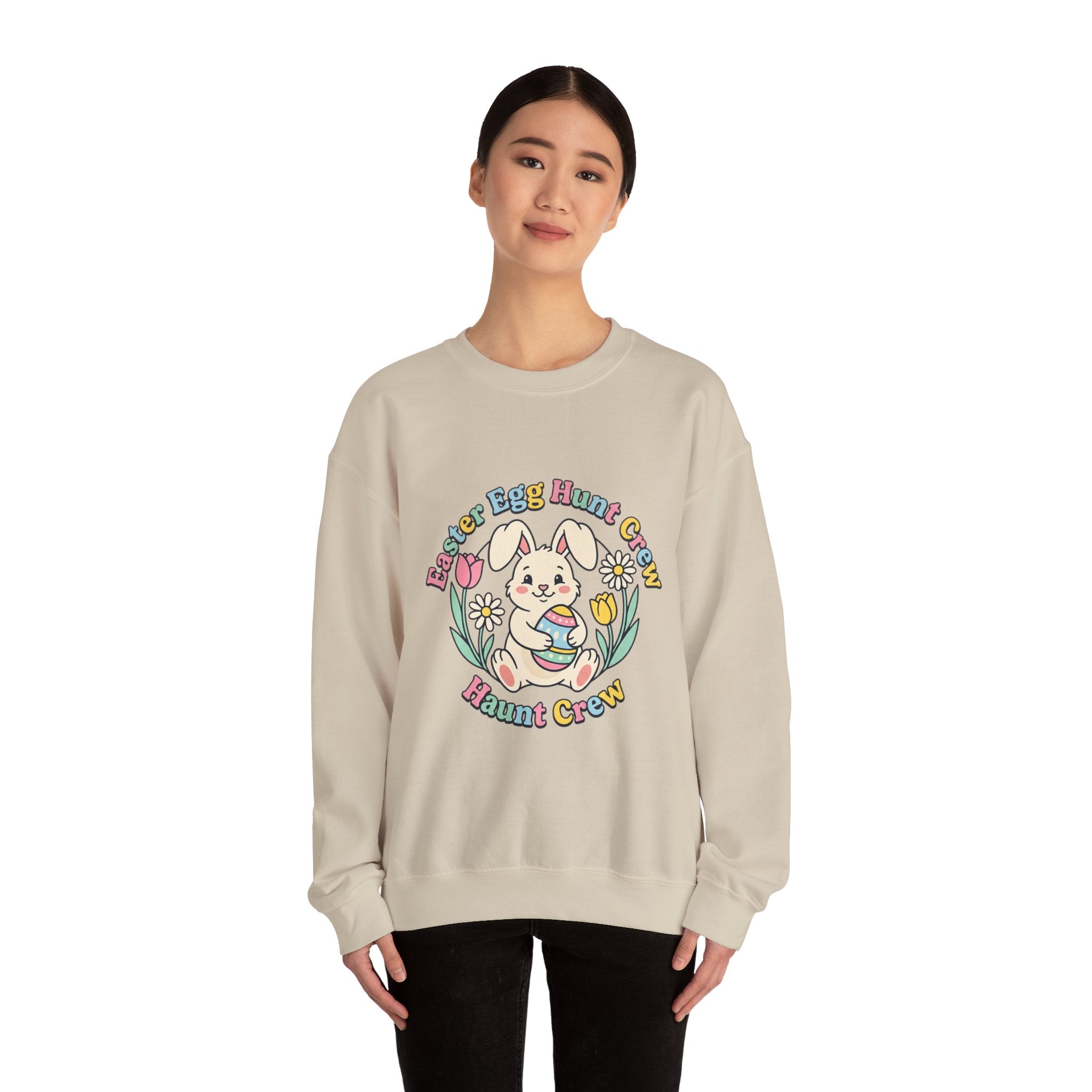 Easter Egg Hunt Bunny Crewneck Sweatshirt | pastel spring, bunny aesthetic
