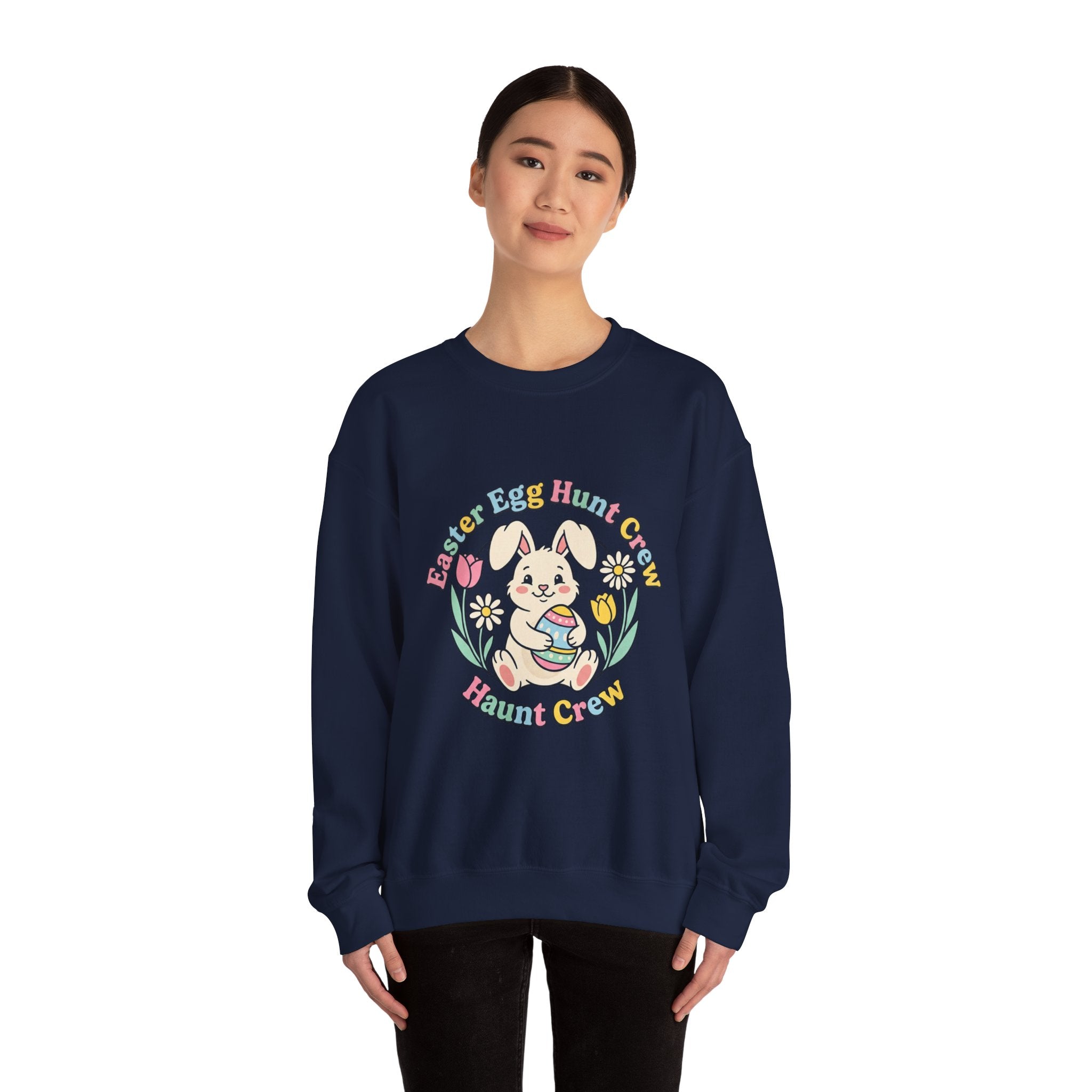 Easter Egg Hunt Bunny Crewneck Sweatshirt | pastel spring, bunny aesthetic