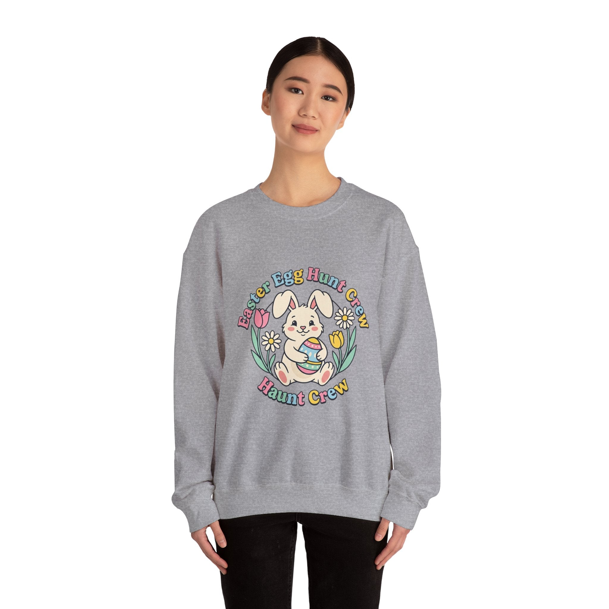 Easter Egg Hunt Bunny Crewneck Sweatshirt | pastel spring, bunny aesthetic