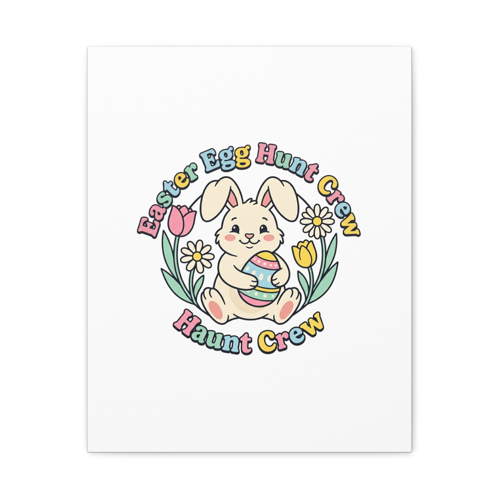 Easter Bunny Egg Hunt Canvas | Pastel Spring Cottagecore Wall Art