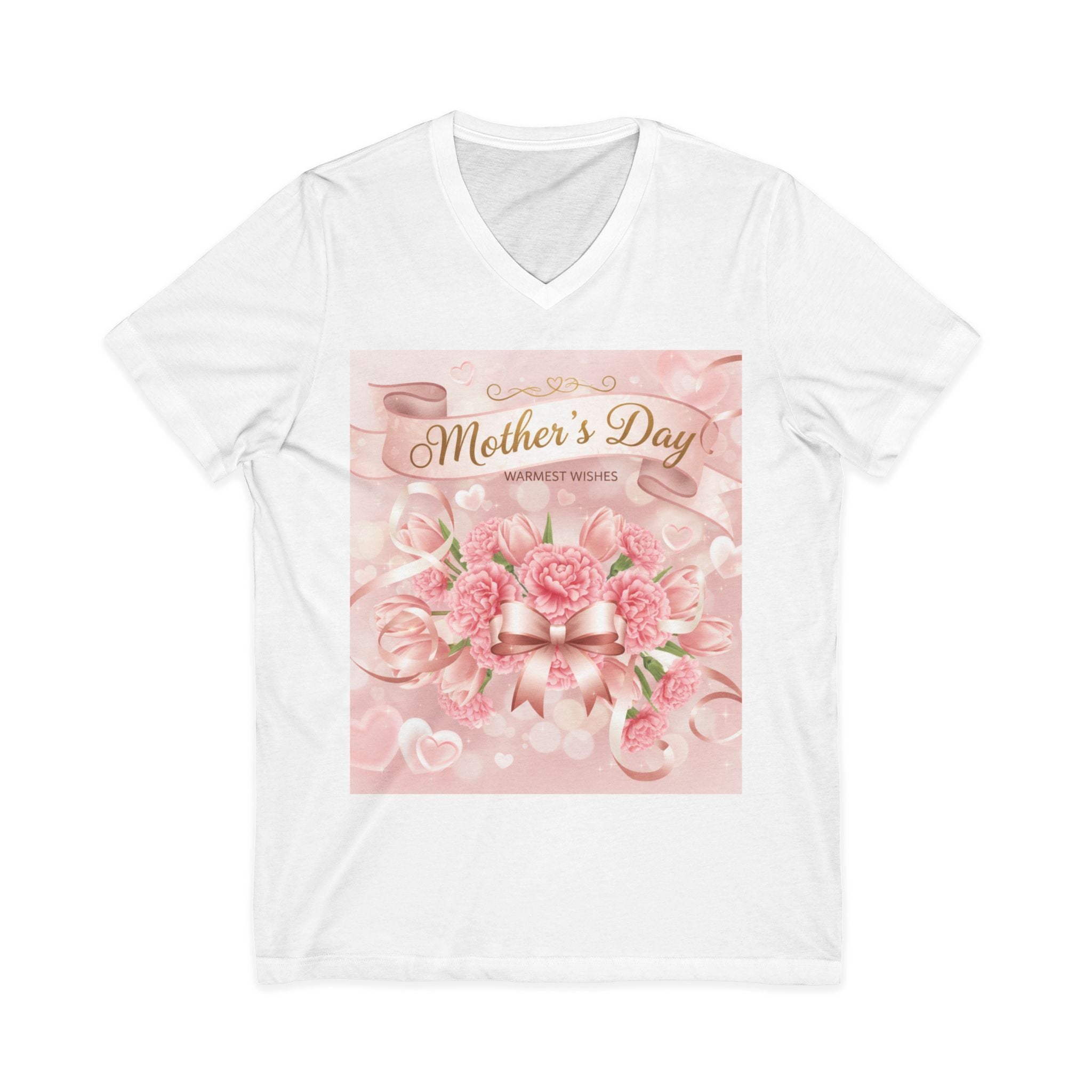 Mother's Day Floral V-Neck Tee — Sweet Wishes Pink Bouquet