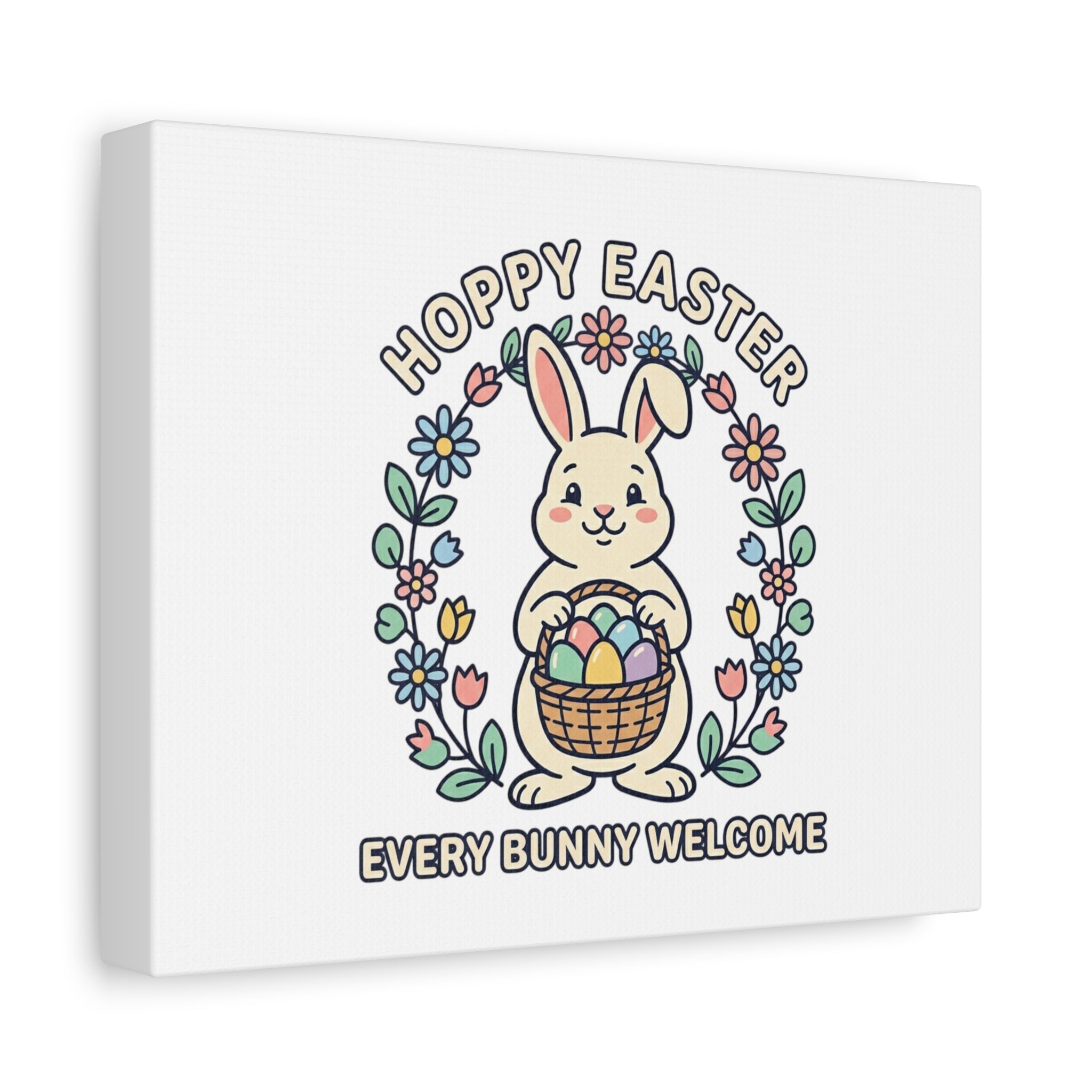 Hoppy Easter Bunny Canvas | pastel spring, cottagecore