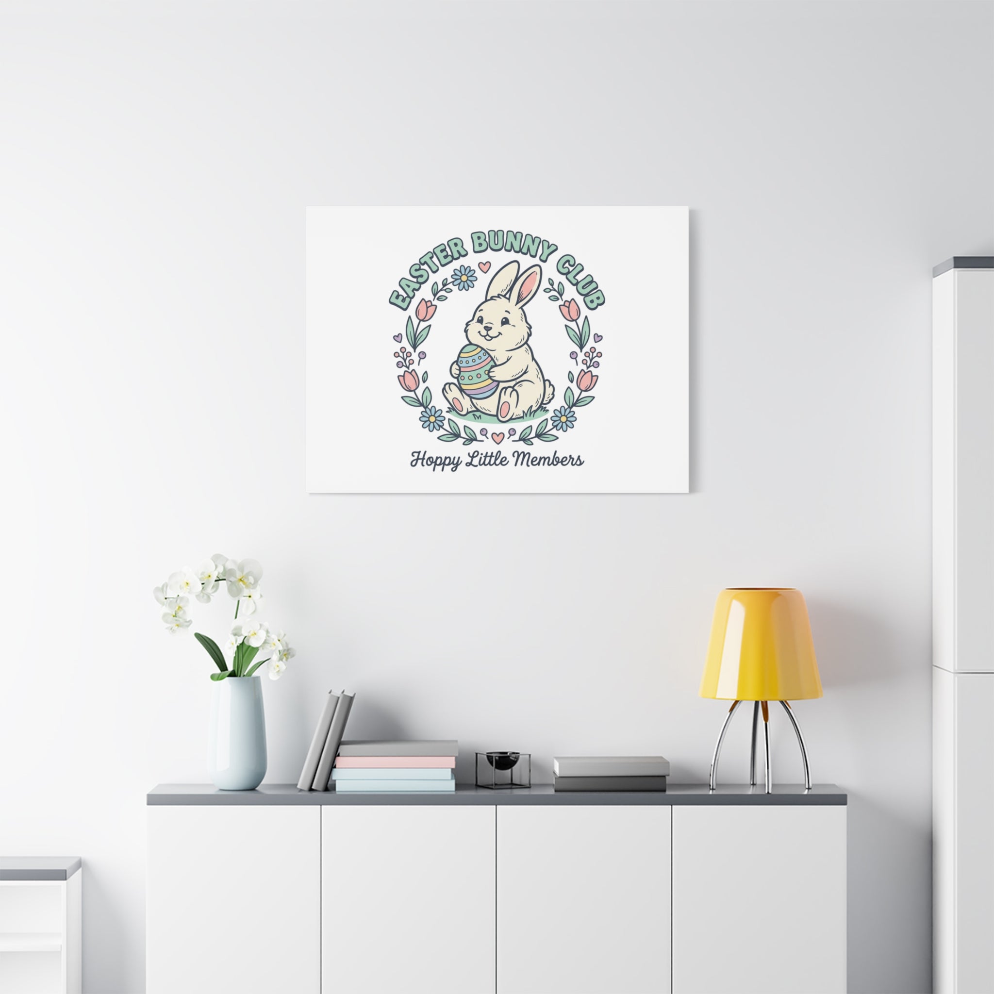 Easter Bunny Club Canvas | pastel spring, vintage Easter