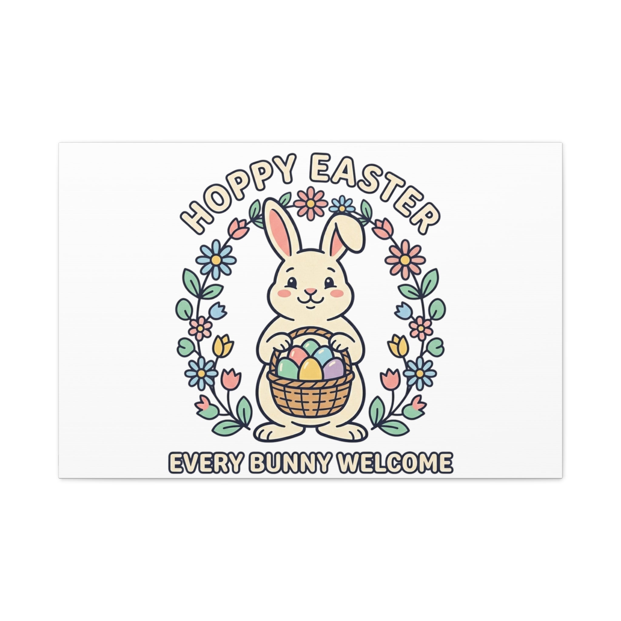 Hoppy Easter Bunny Canvas | pastel spring, cottagecore