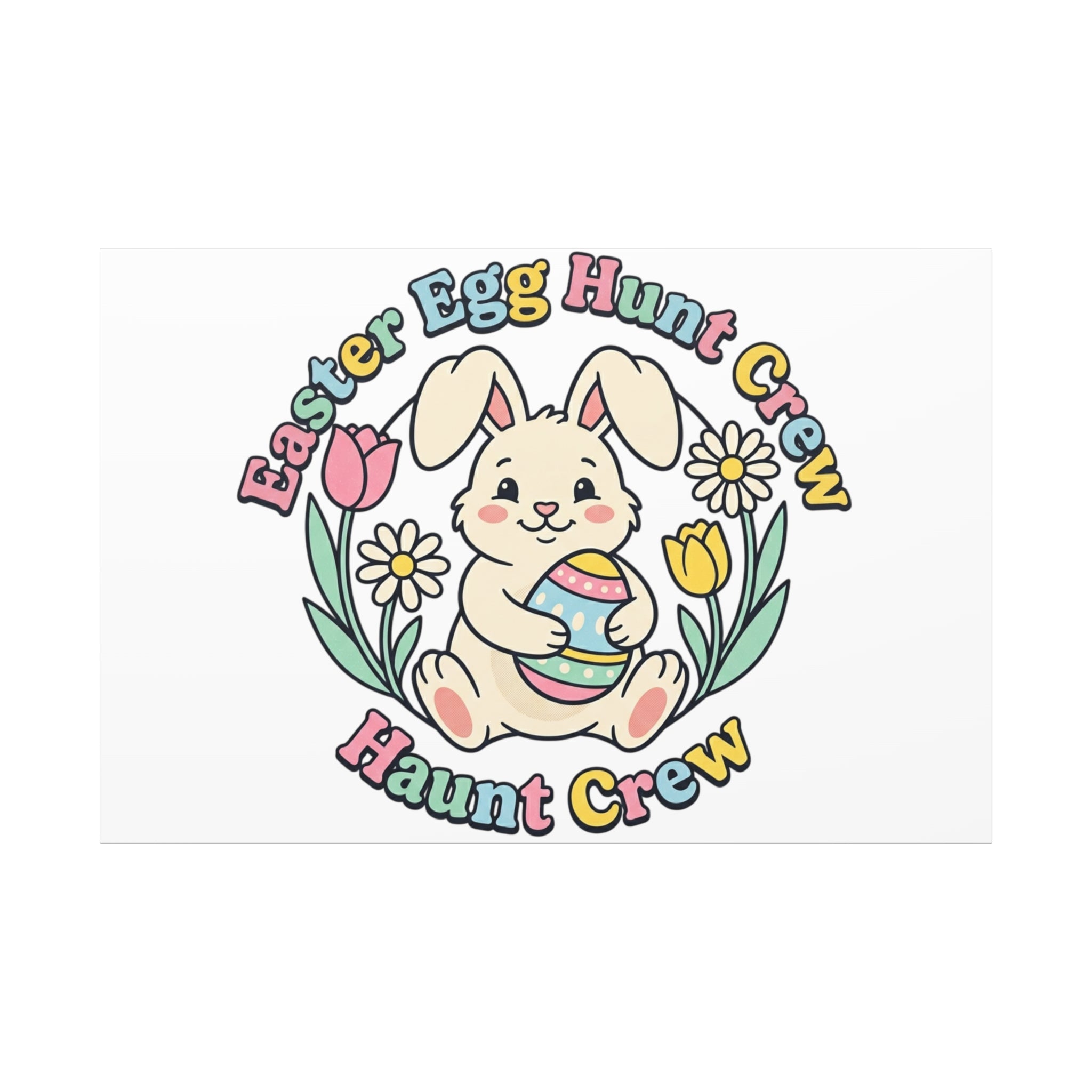 Easter Bunny Egg Hunt Canvas | Pastel Spring Cottagecore Wall Art