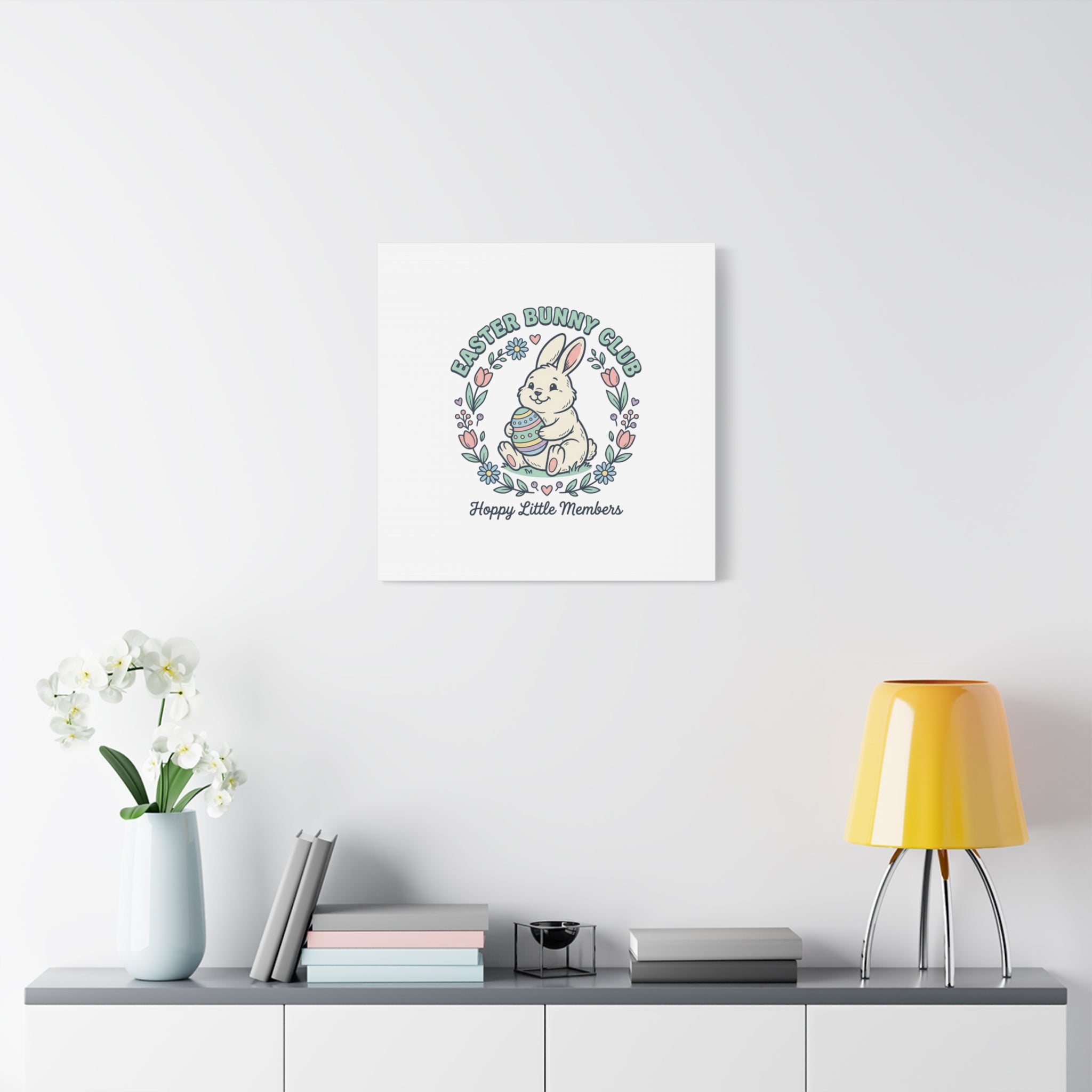 Easter Bunny Club Canvas | pastel spring, vintage Easter
