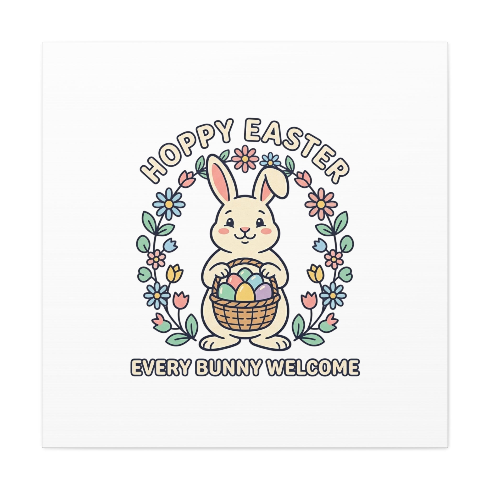 Hoppy Easter Bunny Canvas | pastel spring, cottagecore