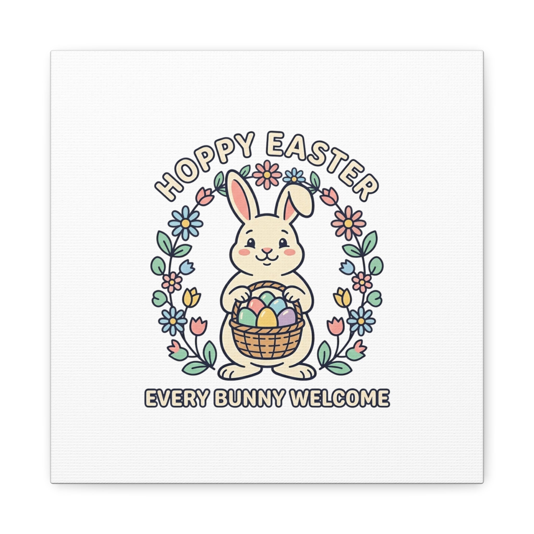 Hoppy Easter Bunny Canvas | pastel spring, cottagecore