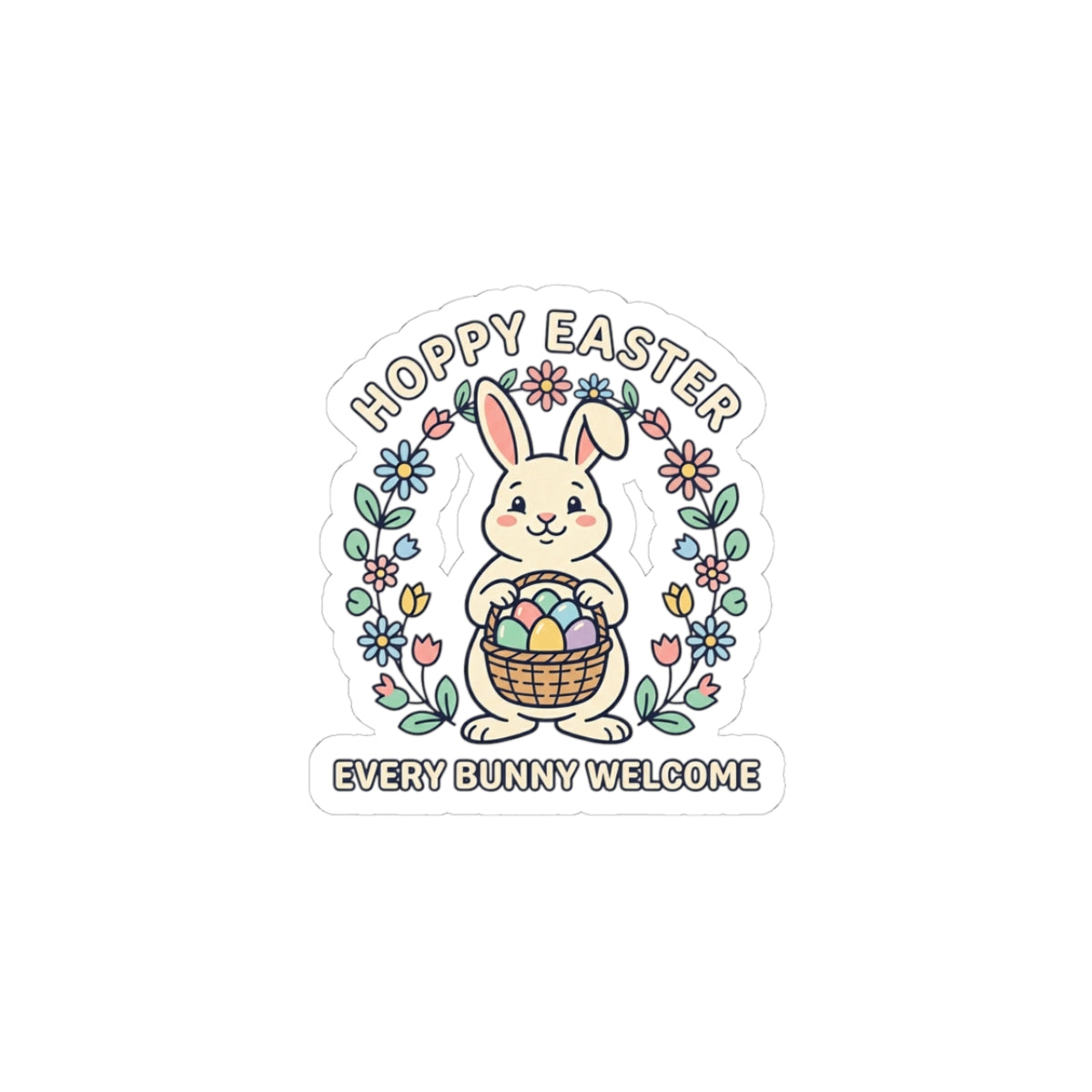 Hoppy Easter Bunny Sticker | pastel spring, cottagecore