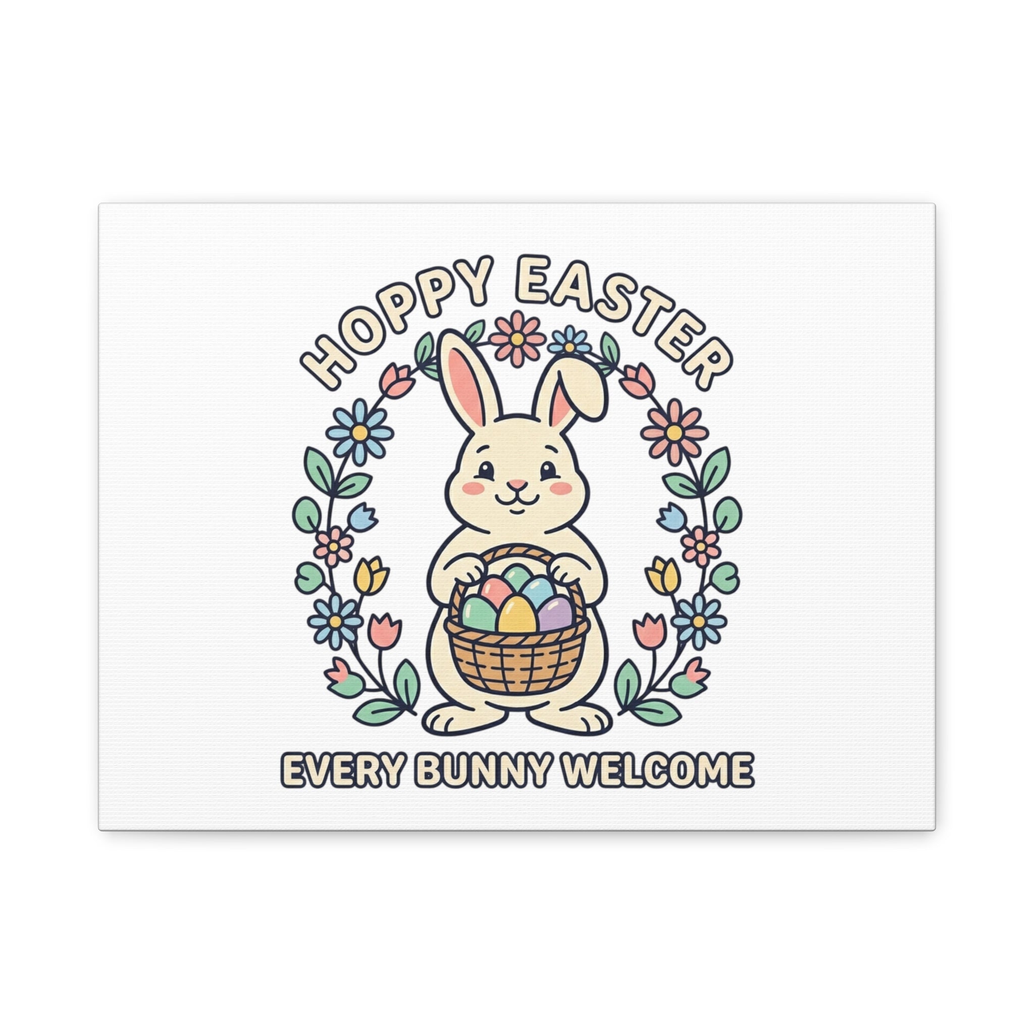 Hoppy Easter Bunny Canvas | pastel spring, cottagecore