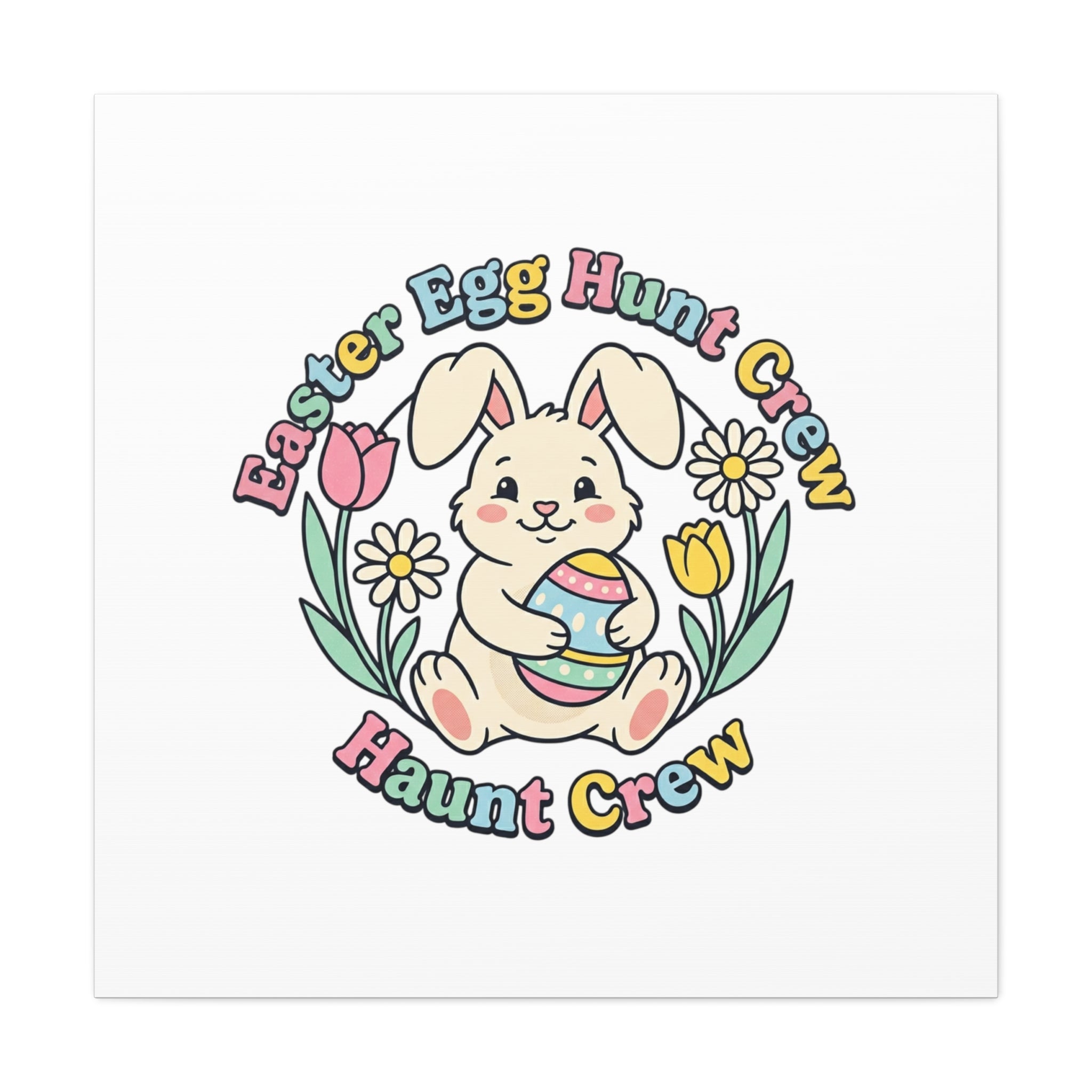 Easter Bunny Egg Hunt Canvas | Pastel Spring Cottagecore Wall Art