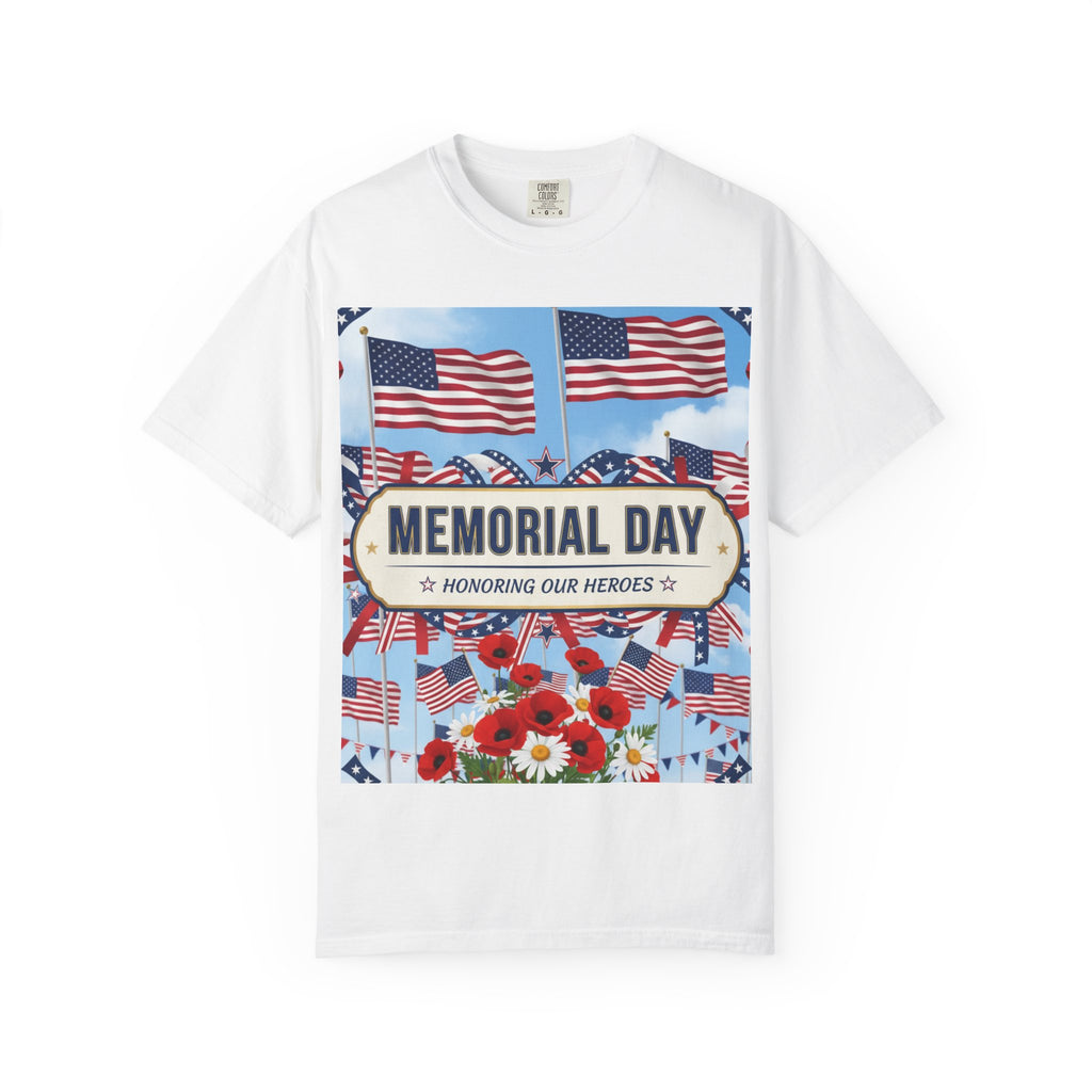 Memorial Day T-Shirt - "Honoring Our Heroes" American Flag & Poppy Tribute
