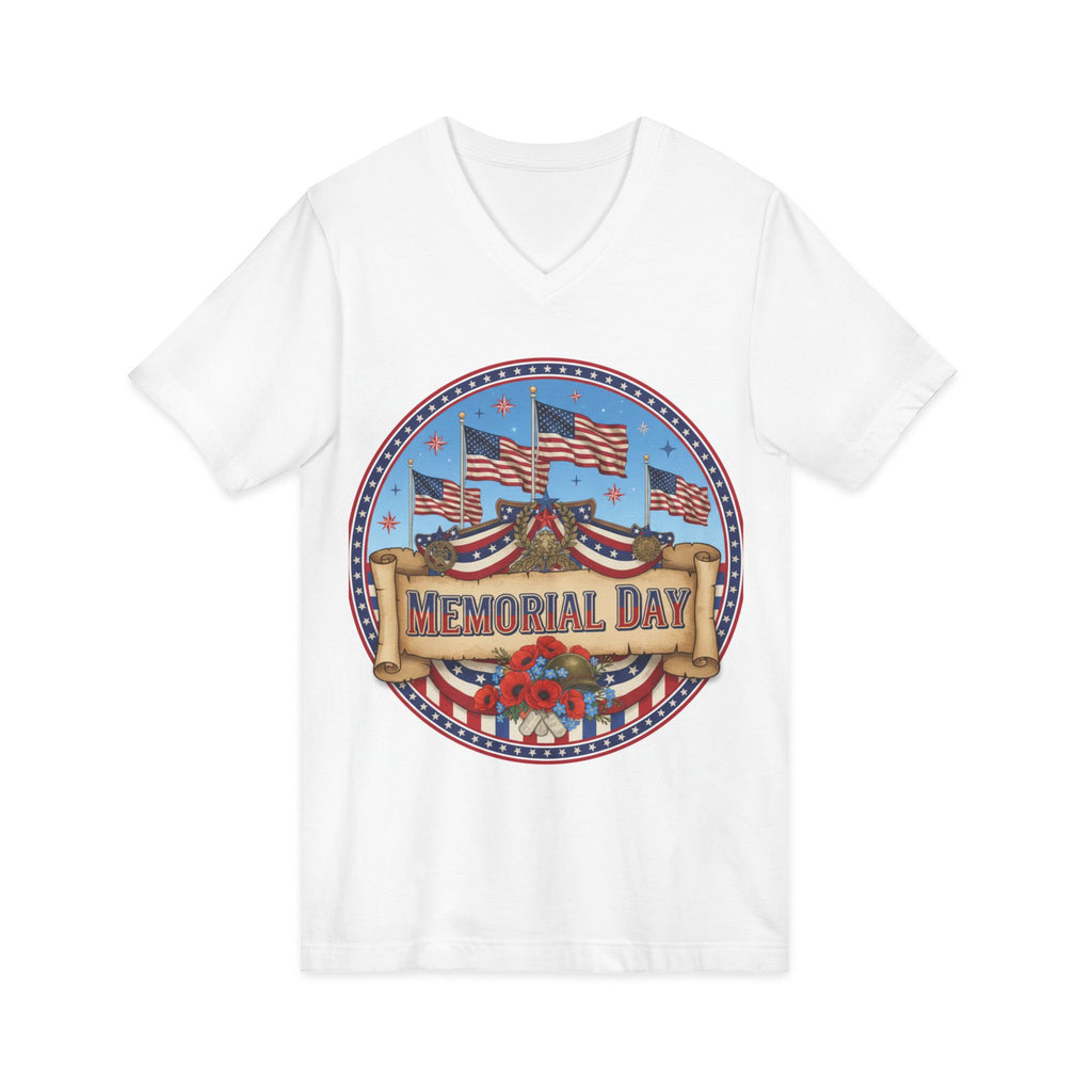 Memorial Day Flag Badge V-Neck Tee