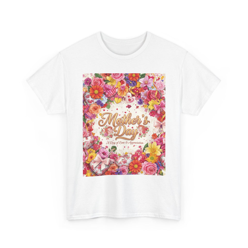 Mother's Day Floral Tee - 'Mother's Day' Gold Script Garden Design