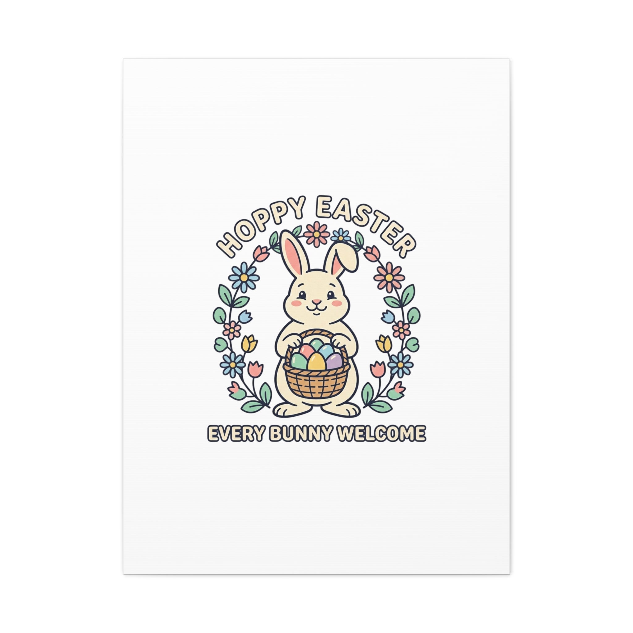 Hoppy Easter Bunny Canvas | pastel spring, cottagecore