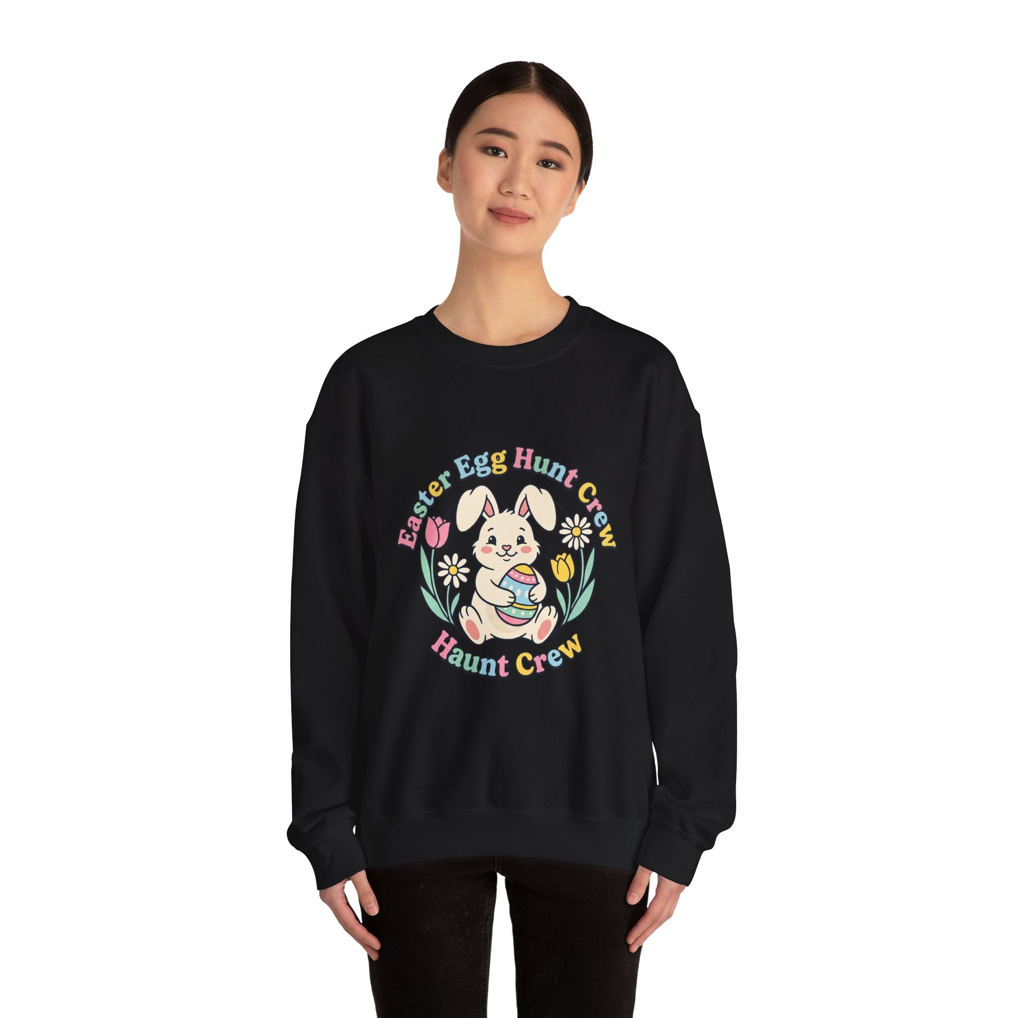 Easter Egg Hunt Bunny Crewneck Sweatshirt | pastel spring, bunny aesthetic