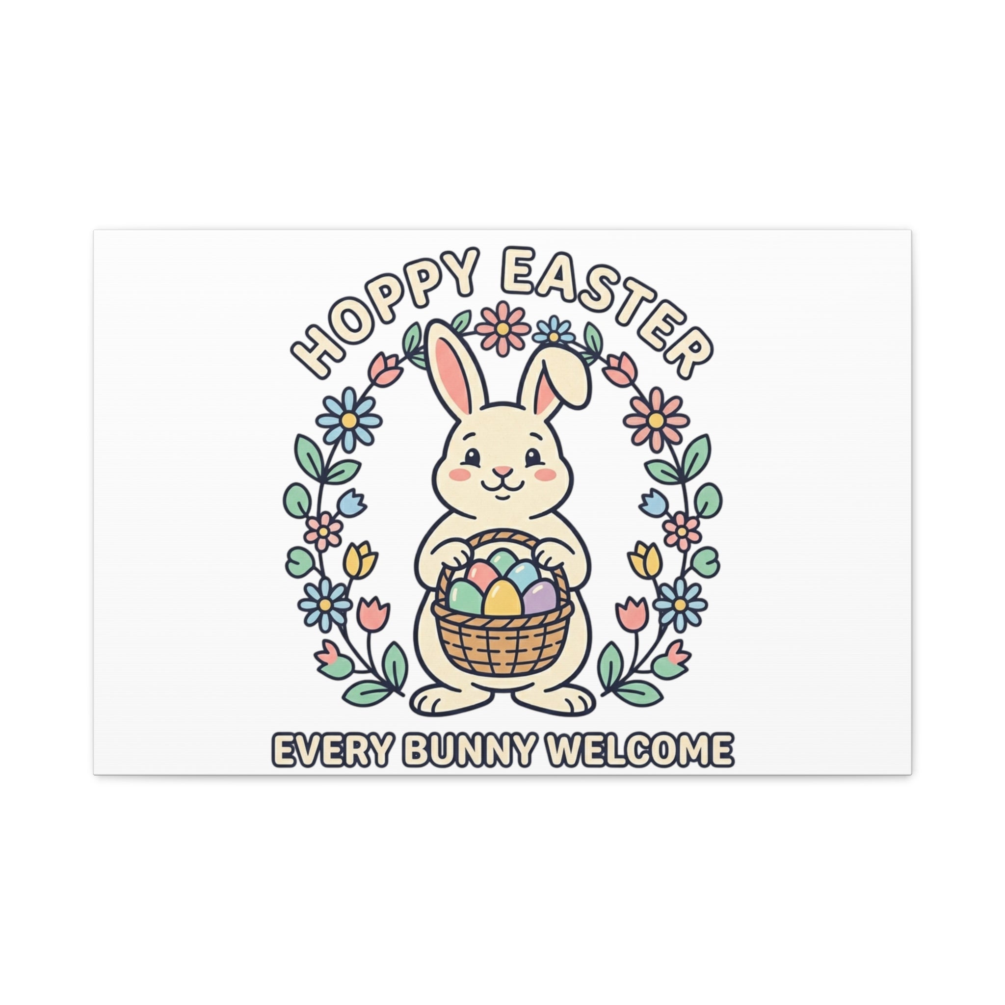 Hoppy Easter Bunny Canvas | pastel spring, cottagecore