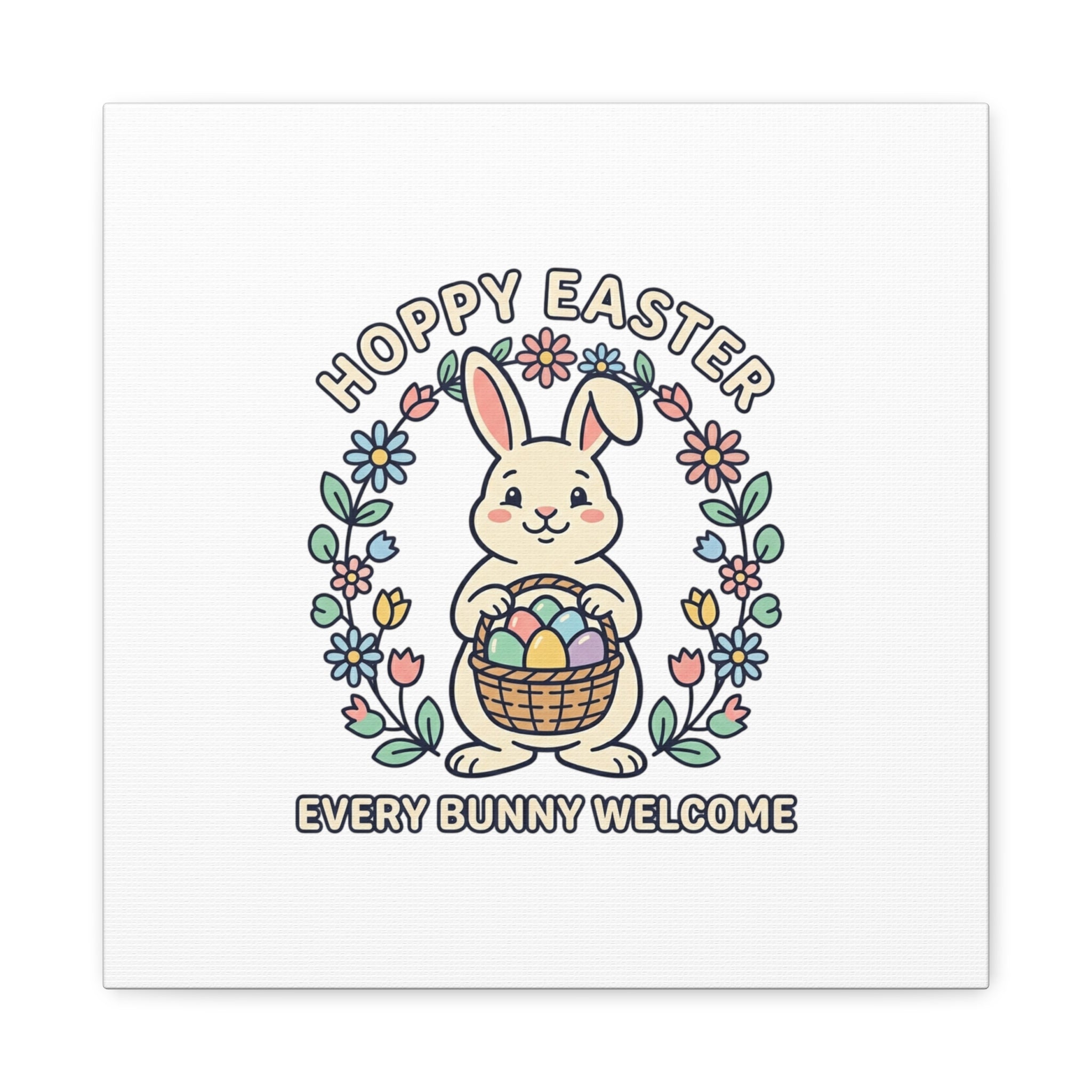 Hoppy Easter Bunny Canvas | pastel spring, cottagecore