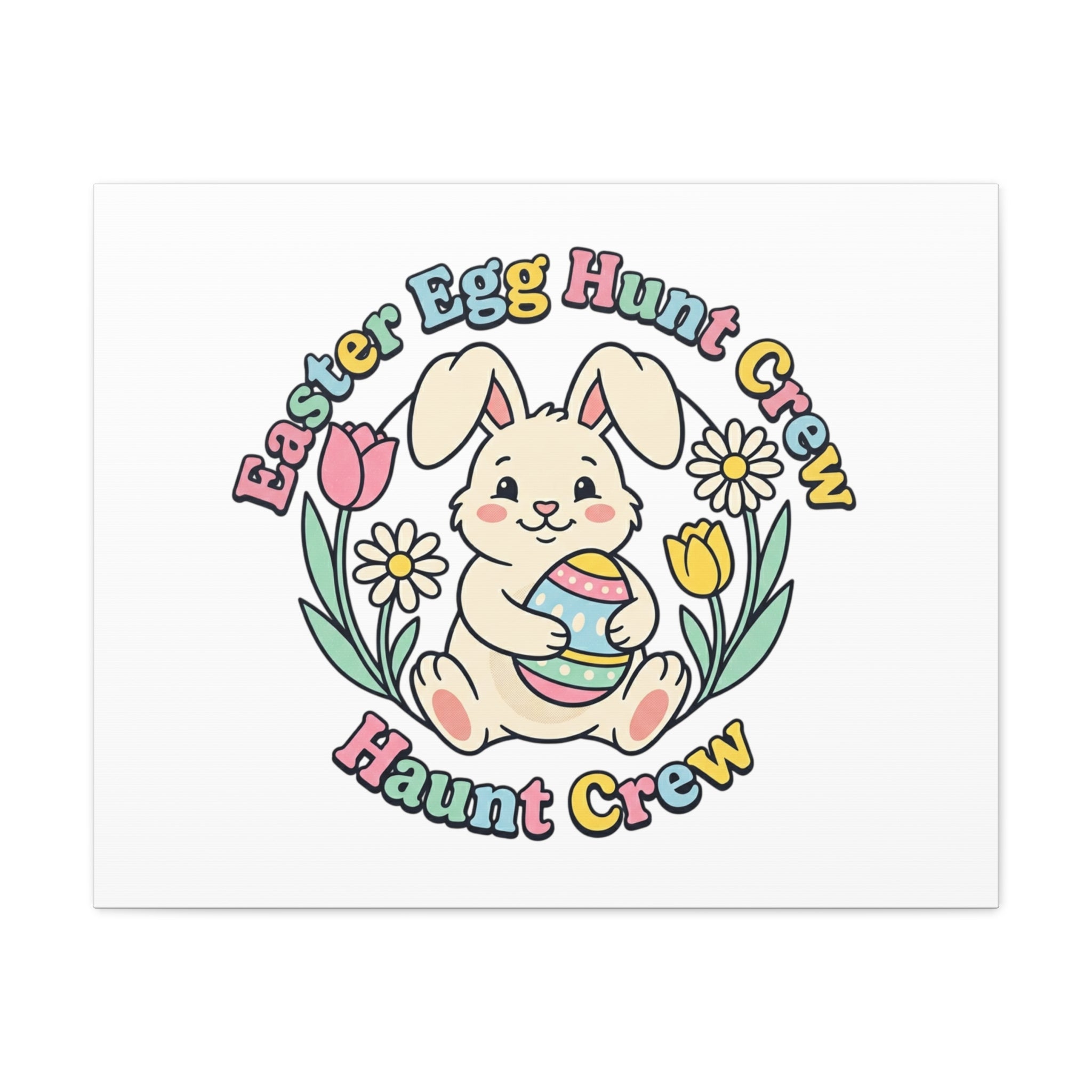 Easter Bunny Egg Hunt Canvas | Pastel Spring Cottagecore Wall Art