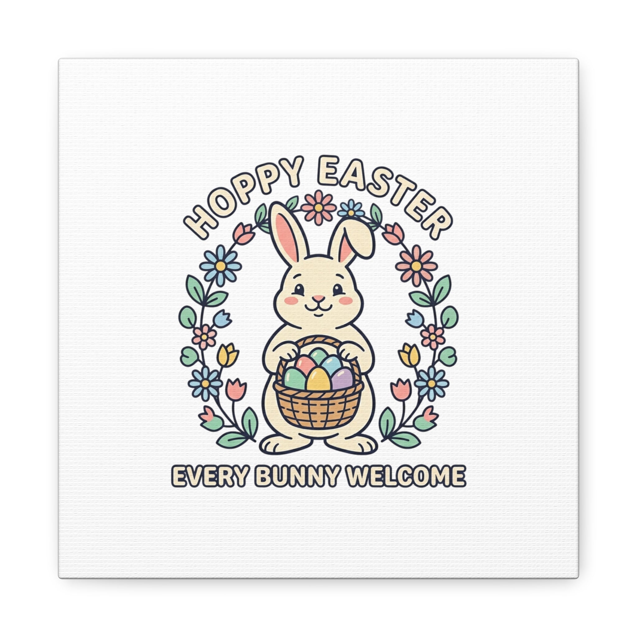 Hoppy Easter Bunny Canvas | pastel spring, cottagecore