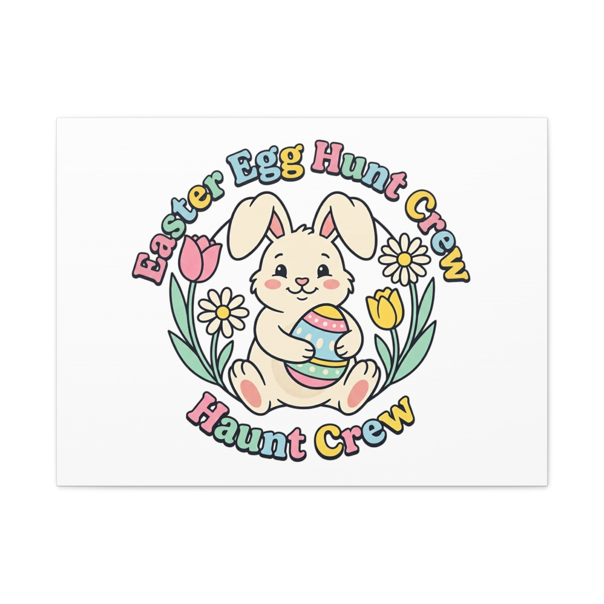 Easter Bunny Egg Hunt Canvas | Pastel Spring Cottagecore Wall Art