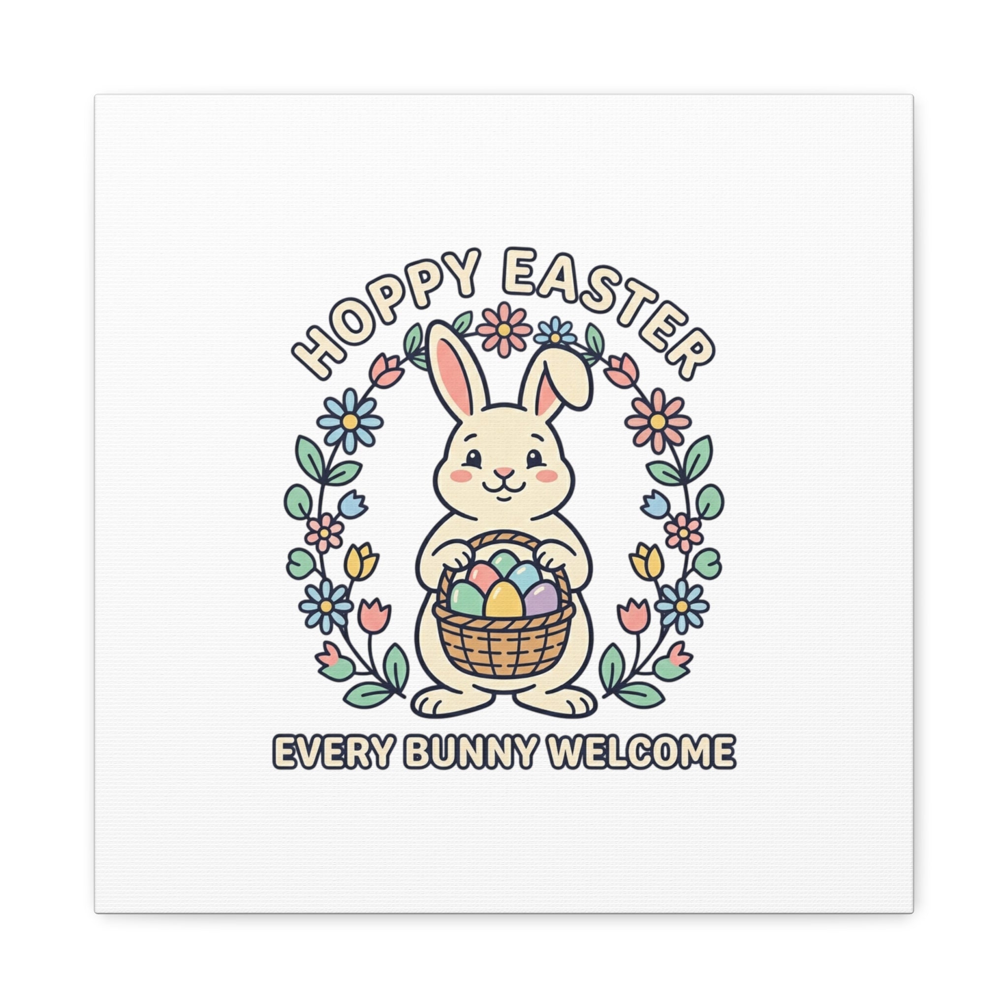 Hoppy Easter Bunny Canvas | pastel spring, cottagecore