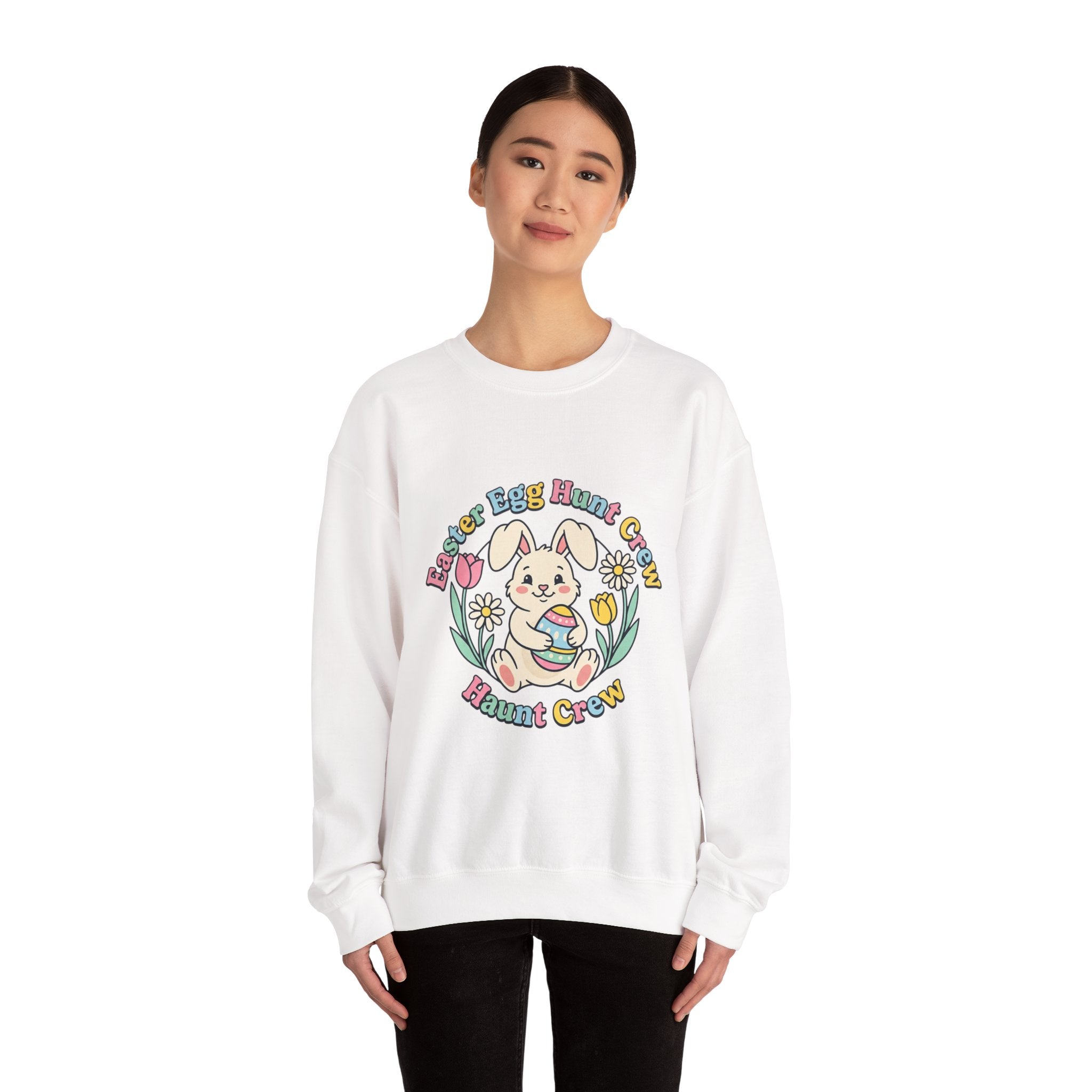 Easter Egg Hunt Bunny Crewneck Sweatshirt | pastel spring, bunny aesthetic