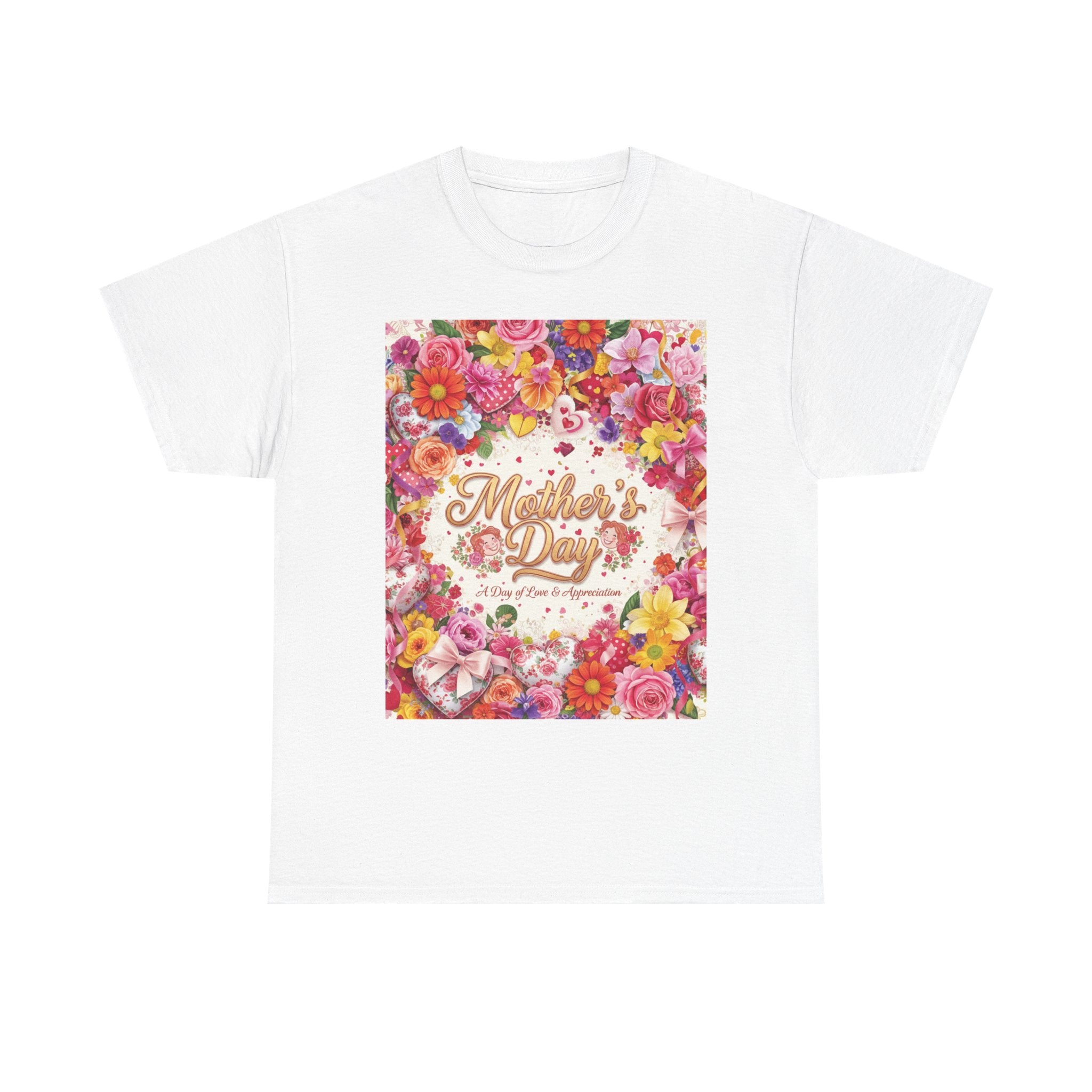 Mother's Day Floral Tee - 'Mother's Day' Gold Script Garden Design
