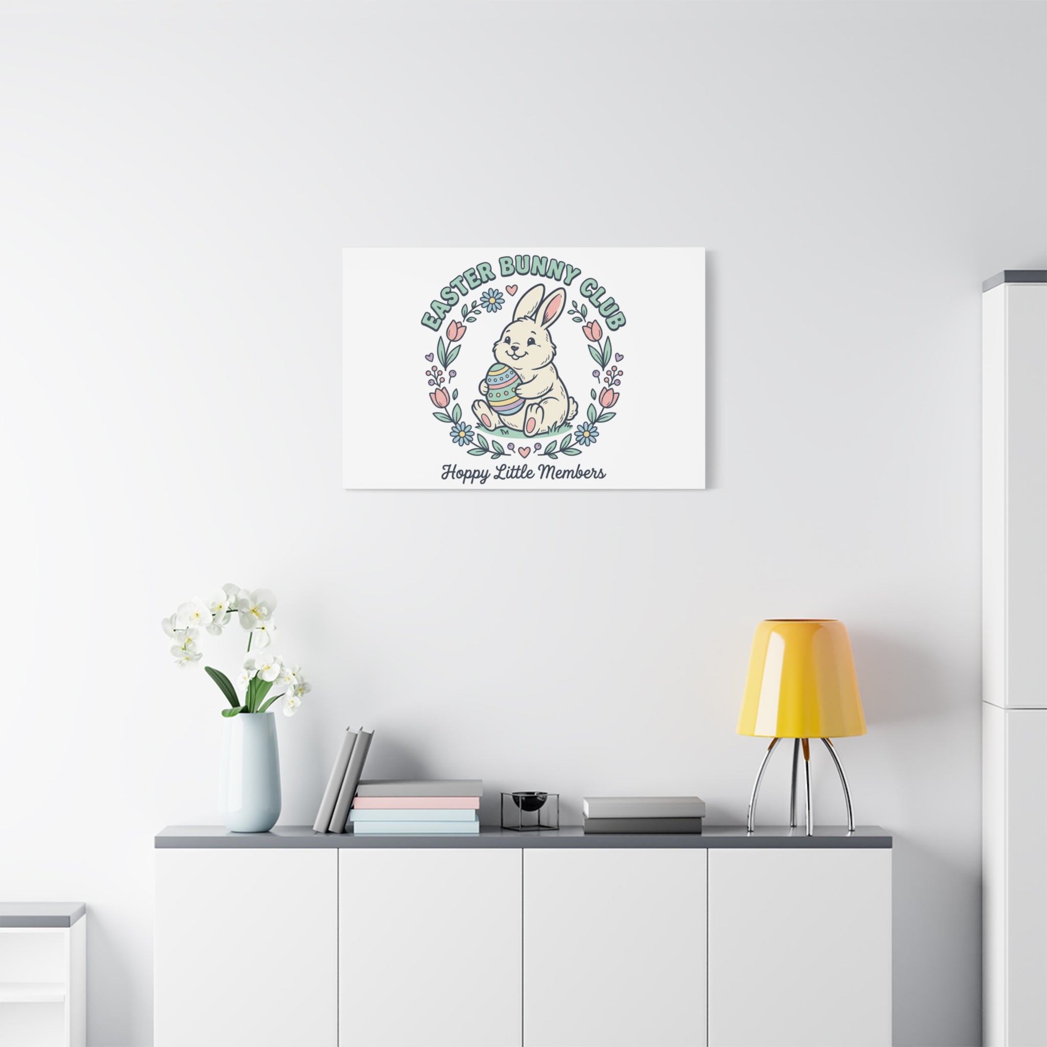 Easter Bunny Club Canvas | pastel spring, vintage Easter