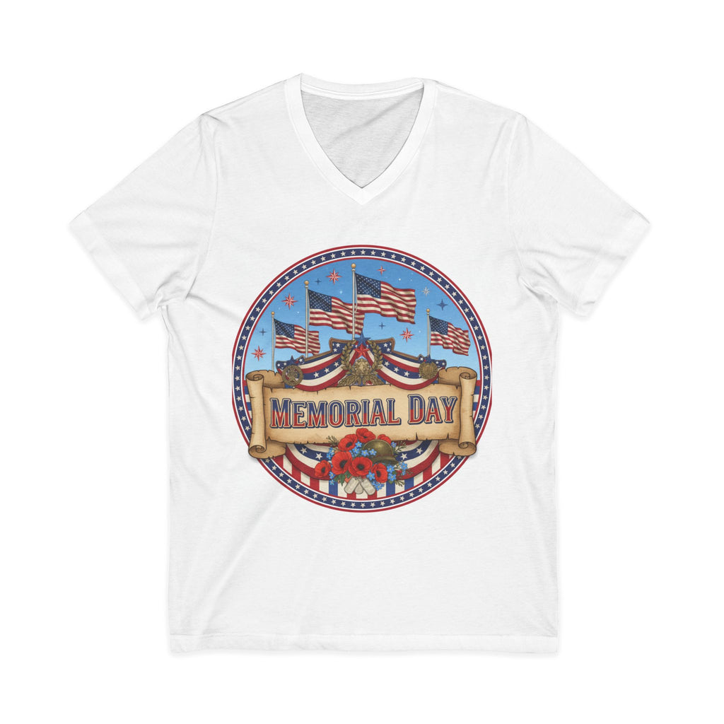 Memorial Day Flag Badge V-Neck Tee